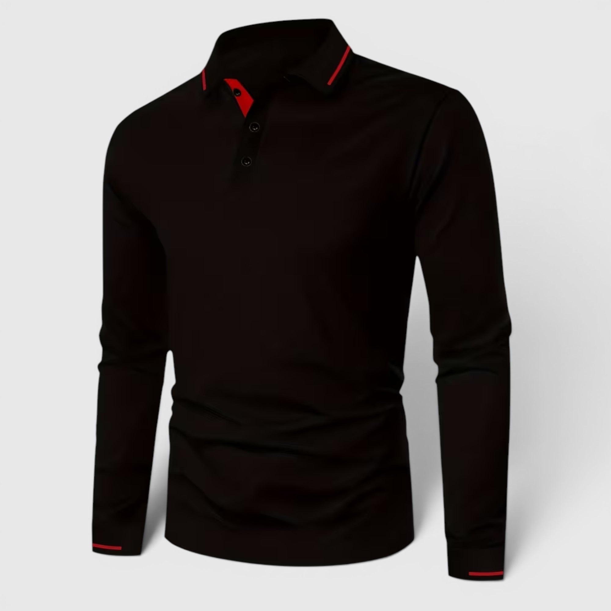 Isaac | Men's Casual Polo Shirt Long Sleeve Rib-Knit Everyday Wear