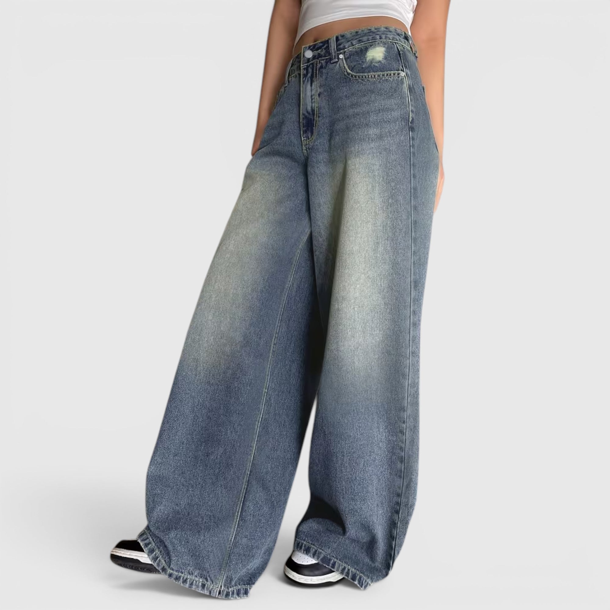 Ellmont London | Women's Oversized Baggy Jeans Loose Fit Floor Length Denim