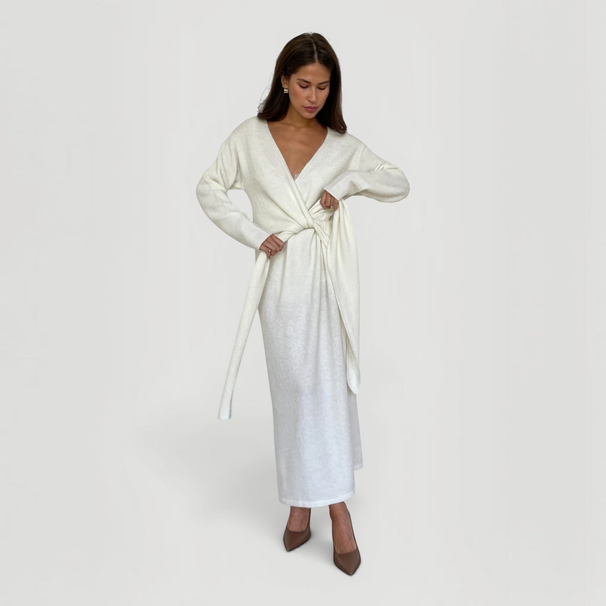 Ellmont London | Women’s Adjustable Tie Waist Lounge Elegant Wrap Dress