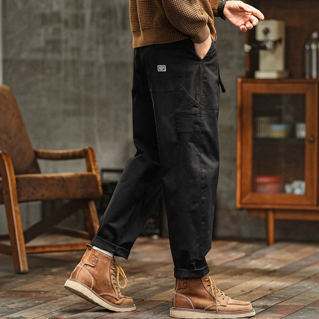 Hugo | Men's Cotton Cargo Pants Multi-Pocket Relaxed Work Casual Pants