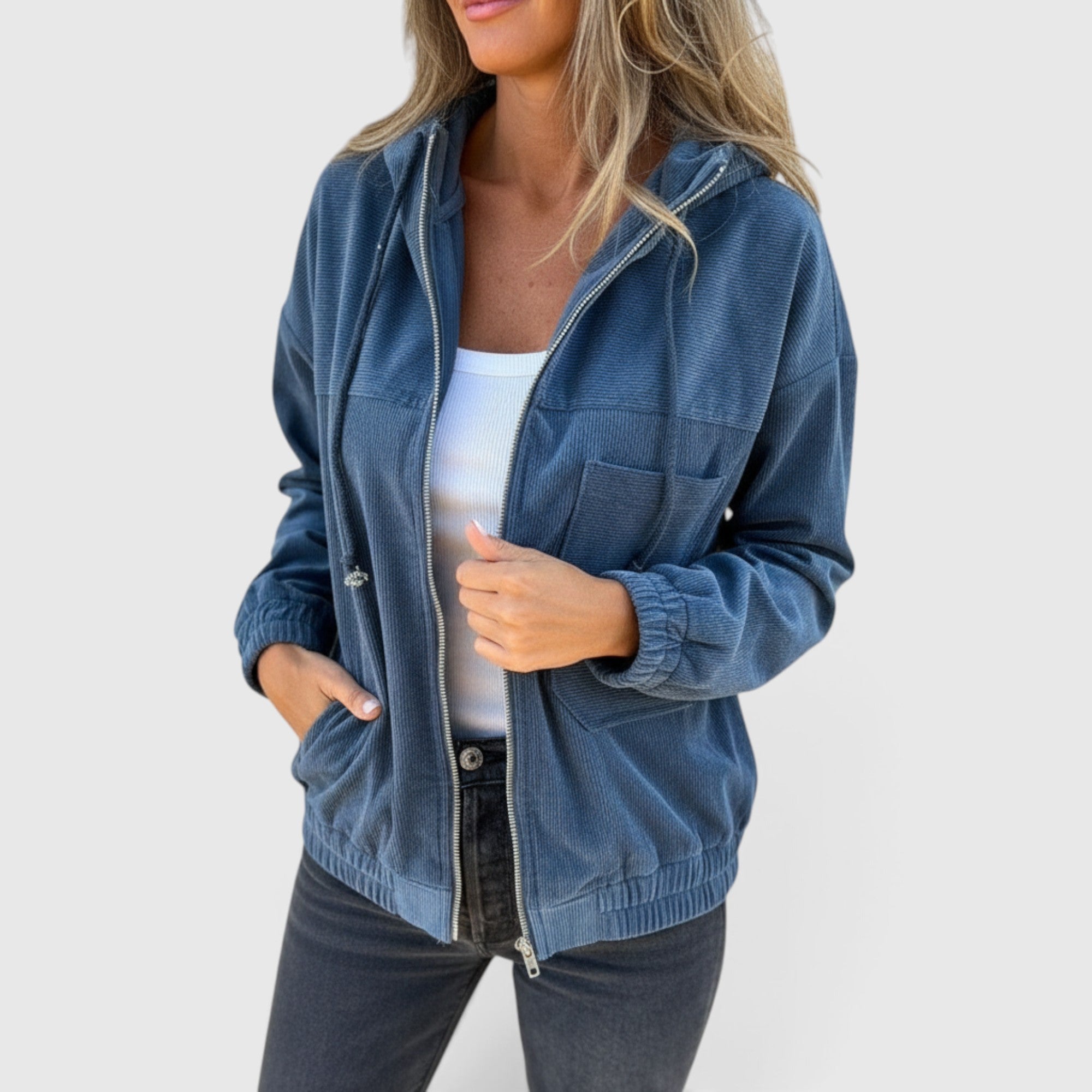 Eva | Women's Hooded Jacket – Casual Corduroy Layering Coat