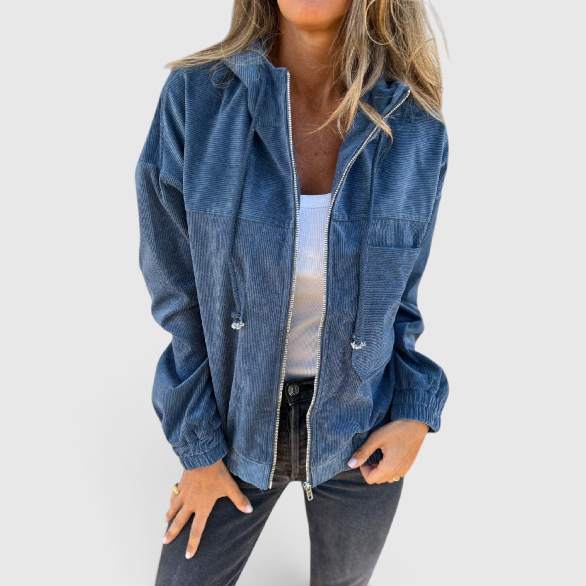 Eva | Women's Hooded Jacket – Casual Corduroy Layering Coat