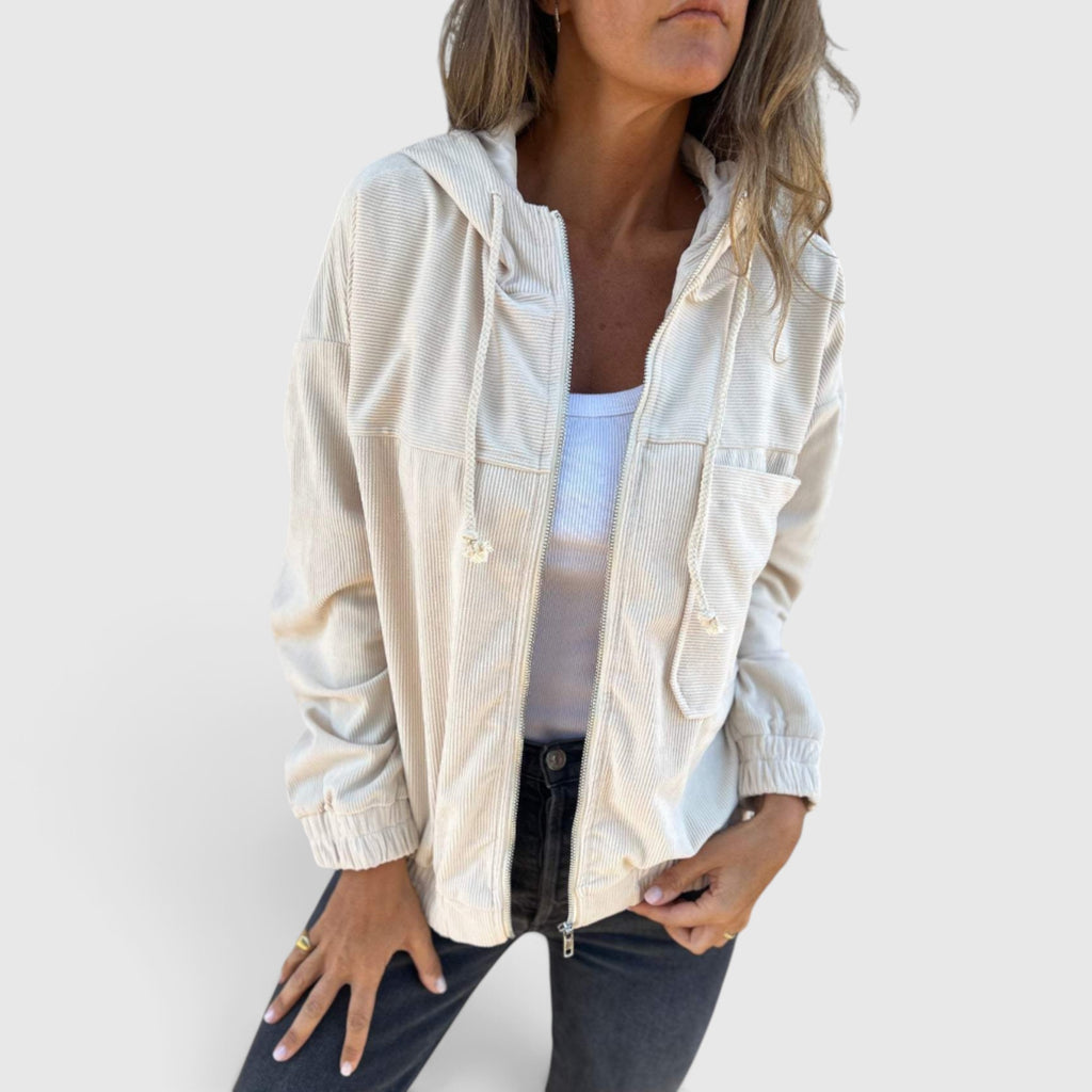 Eva | Women's Hooded Jacket – Casual Corduroy Layering Coat