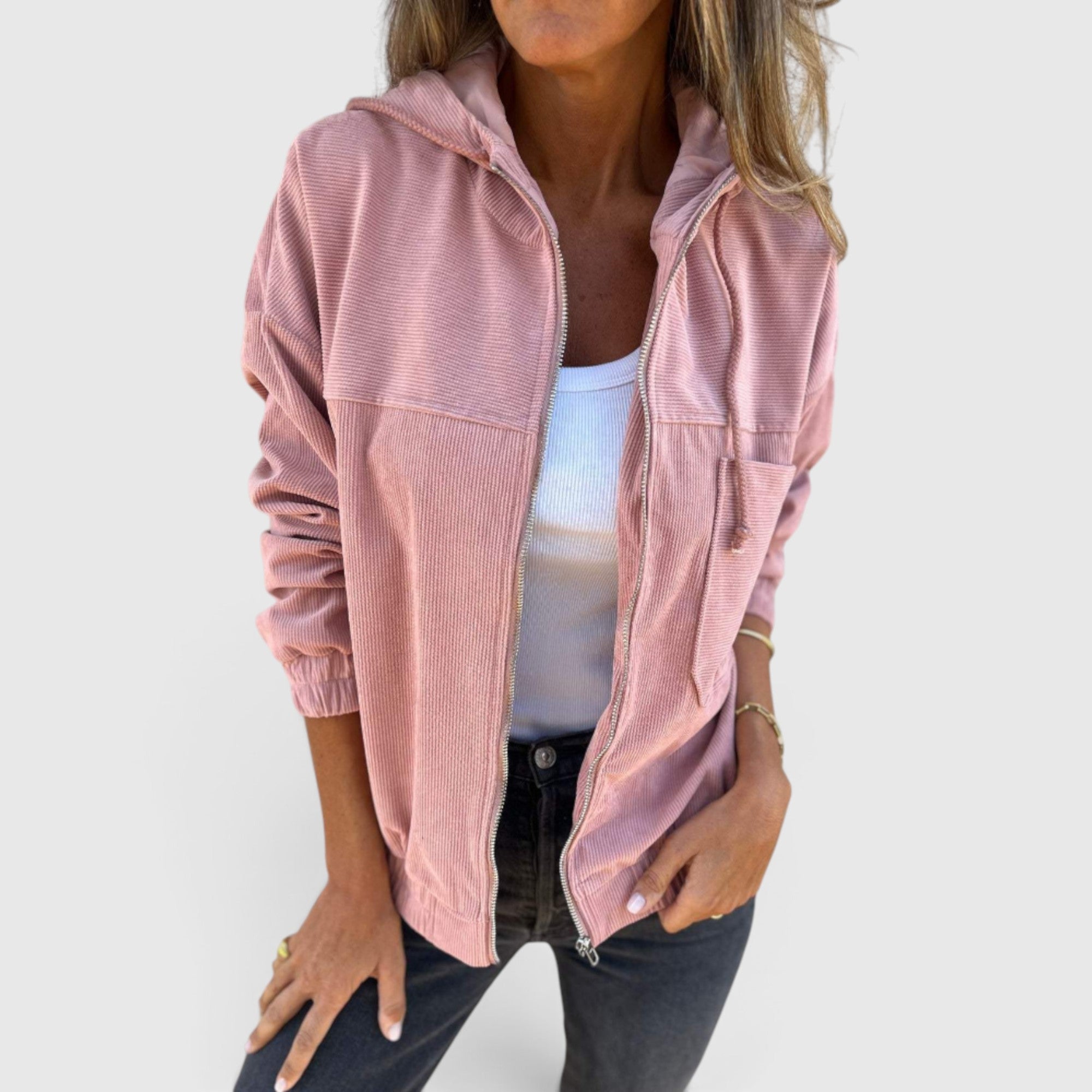 Eva | Women's Hooded Jacket – Casual Corduroy Layering Coat