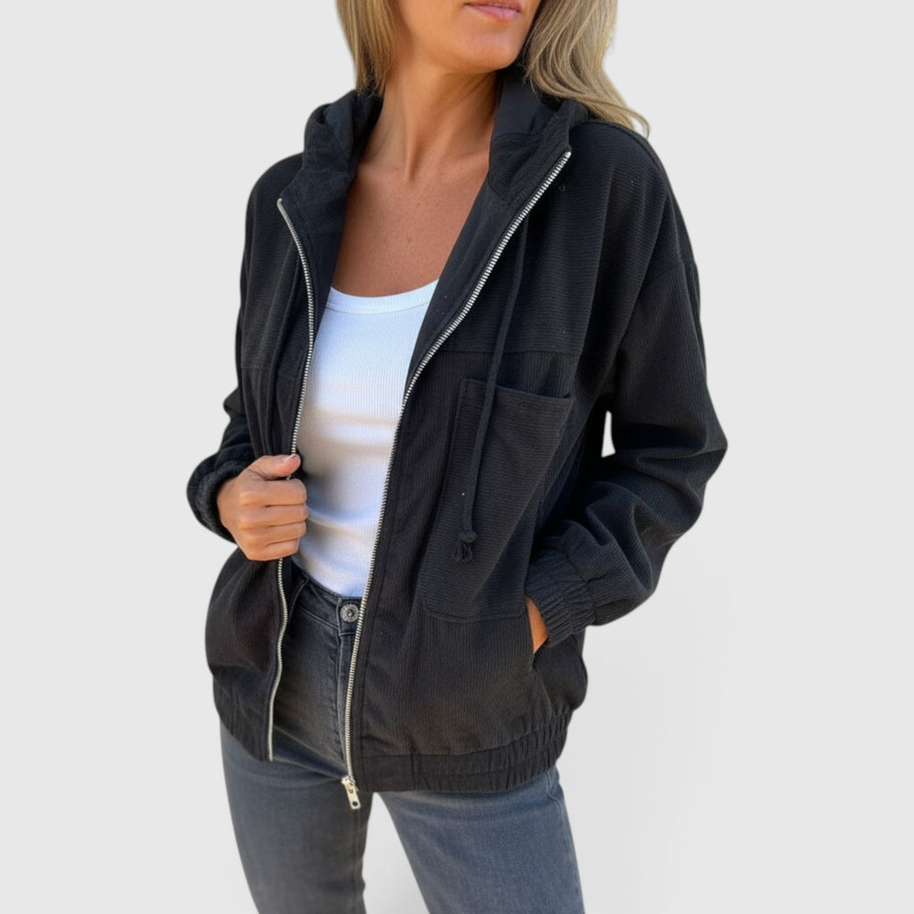 Eva | Women's Hooded Jacket – Casual Corduroy Layering Coat