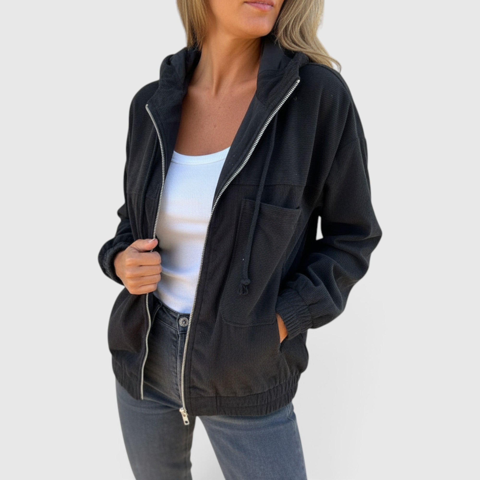 Eva | Women's Hooded Jacket – Casual Corduroy Layering Coat