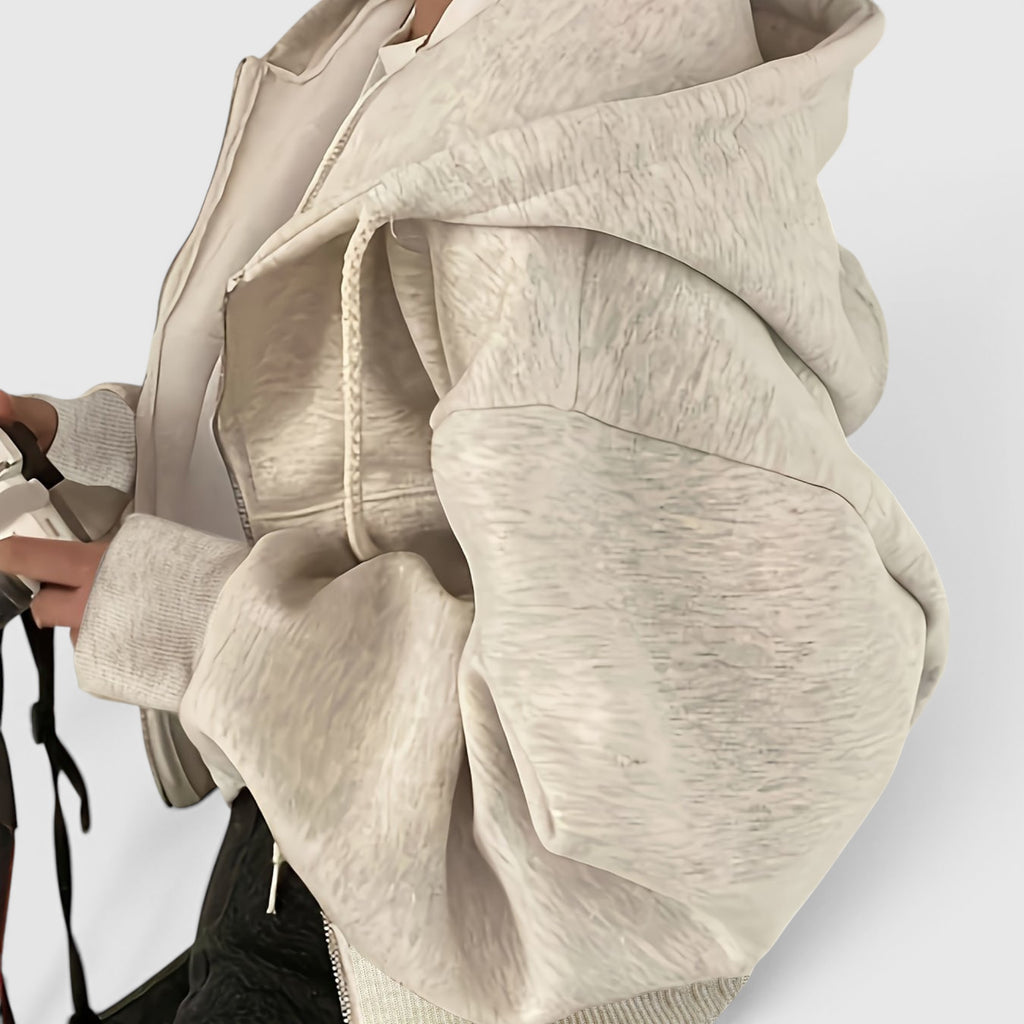 Ellmont London | Women's Hooded Vest Bat Sleeve Cardigan Casual Zip Jacket