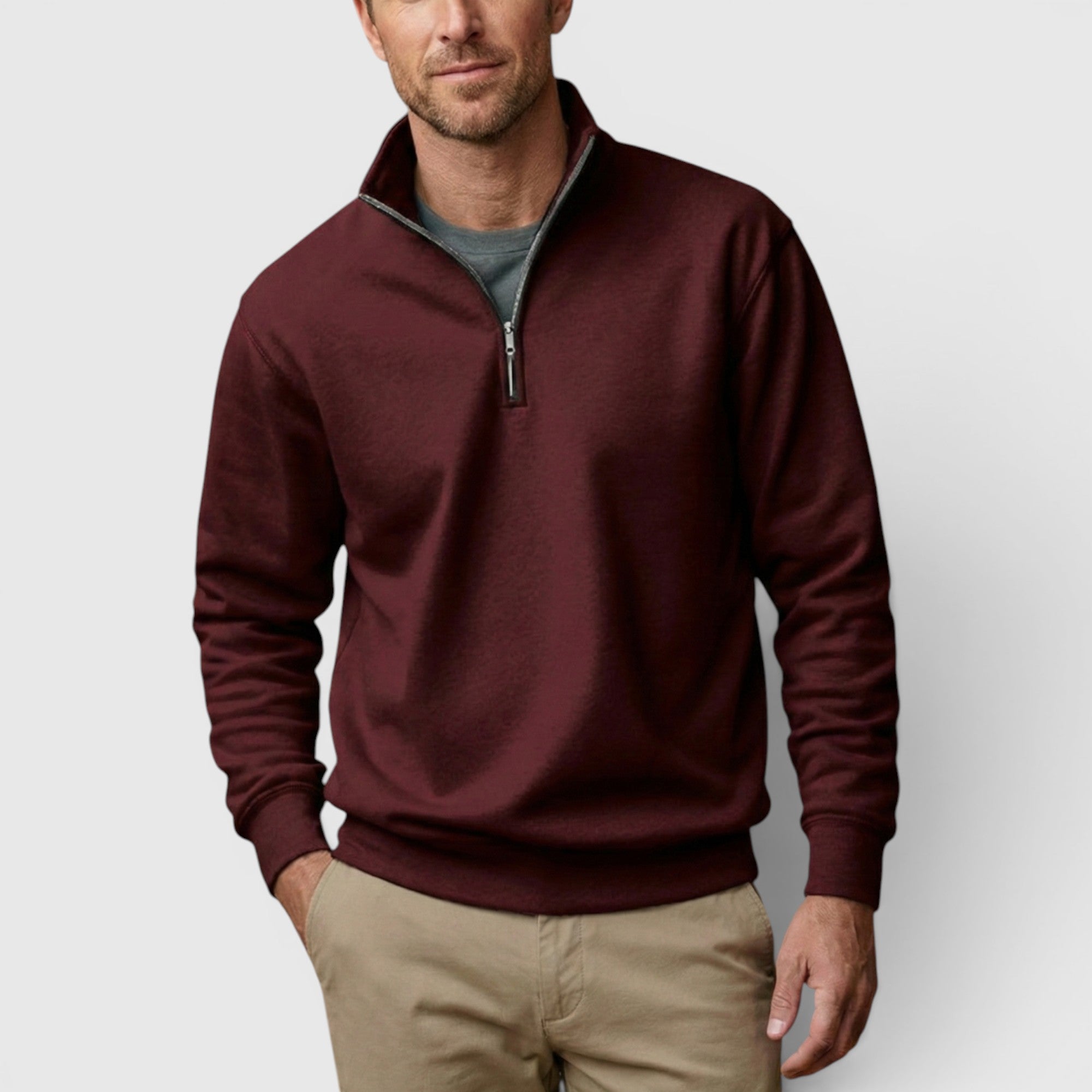 Victor | Men's Stand Collar Sweatshirt Comfortable Quarter Zip Pullover