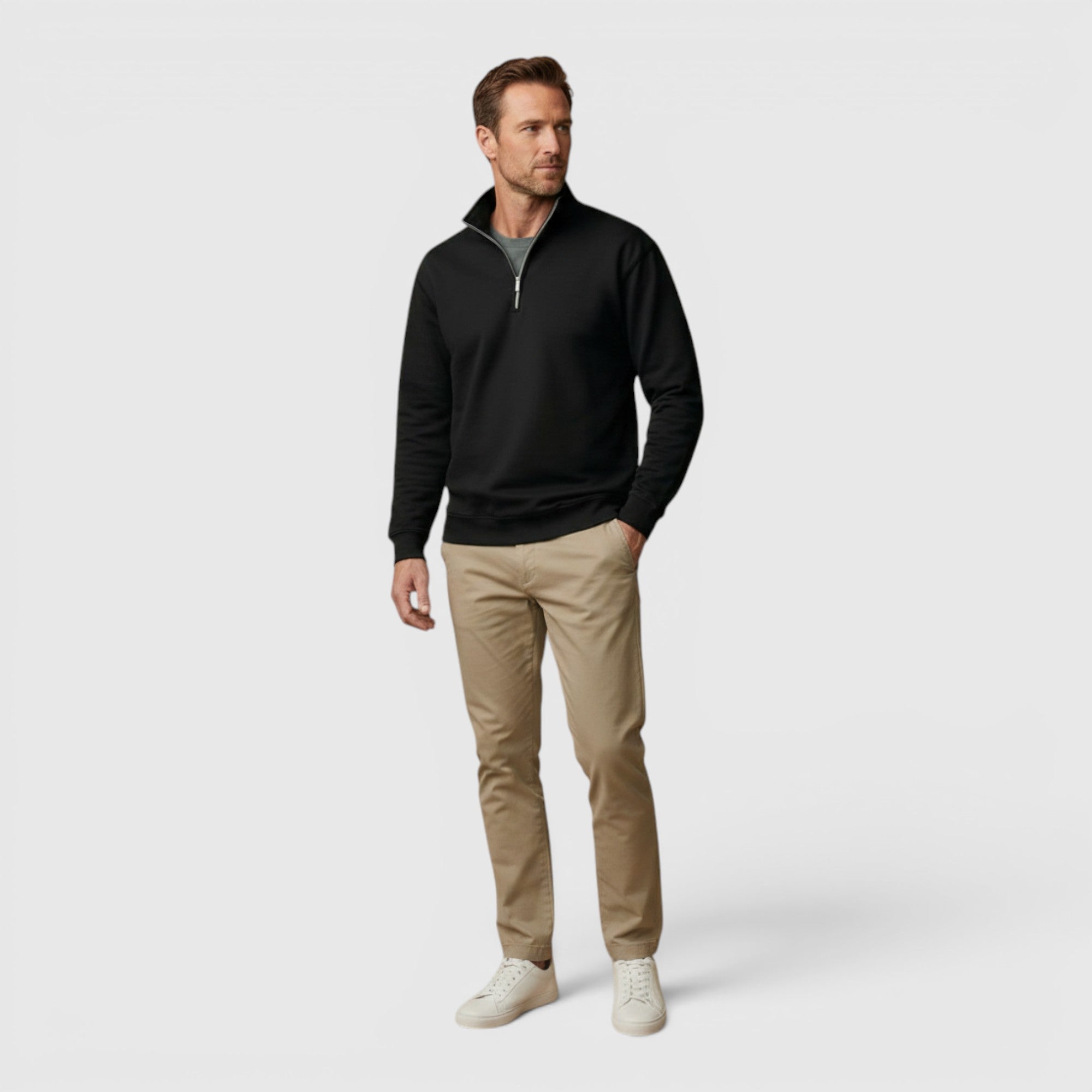Ellmont London | Men's Stand Collar Sweatshirt Comfortable Quarter Zip Pullover