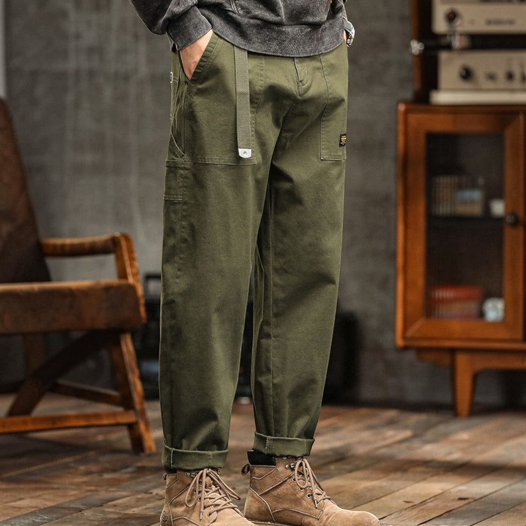 Hugo | Men's Cotton Cargo Pants Multi-Pocket Relaxed Work Casual Pants