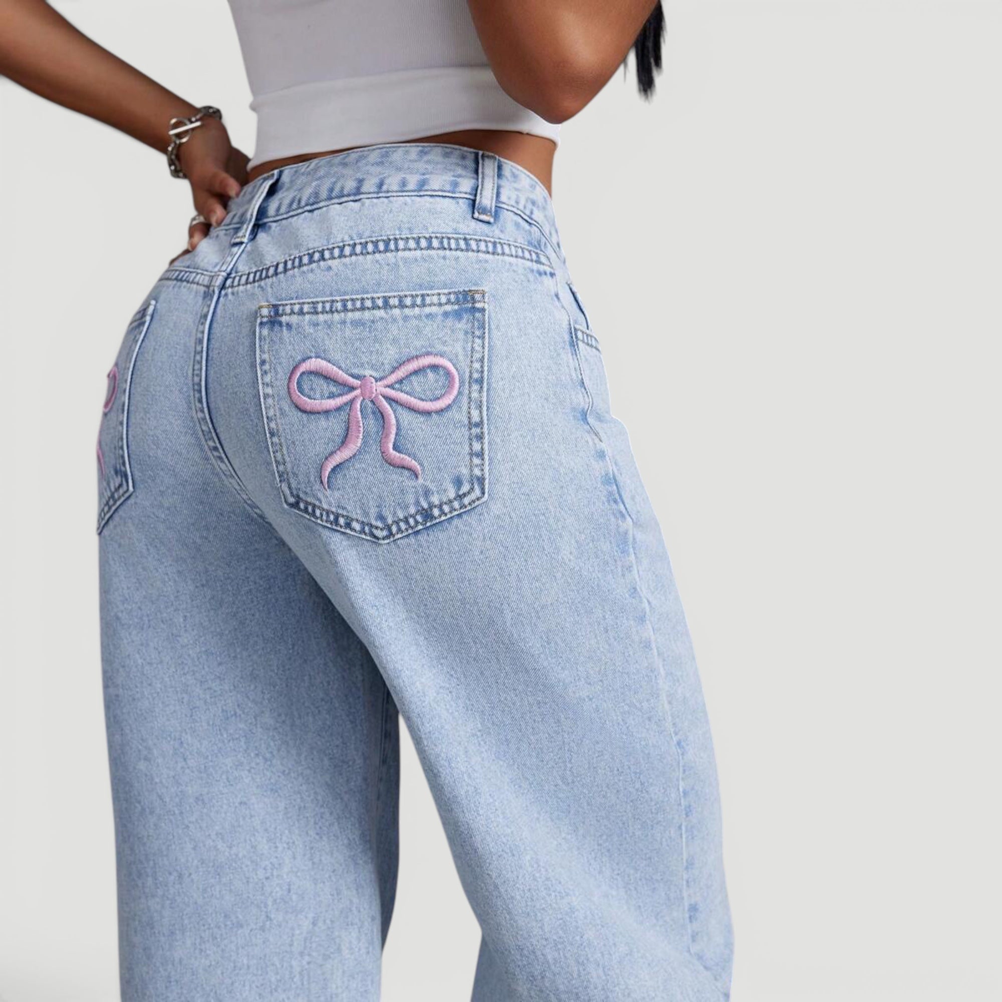 Ellmont London | Women’s Wide Leg High Waist Denim Trousers Casual Wear