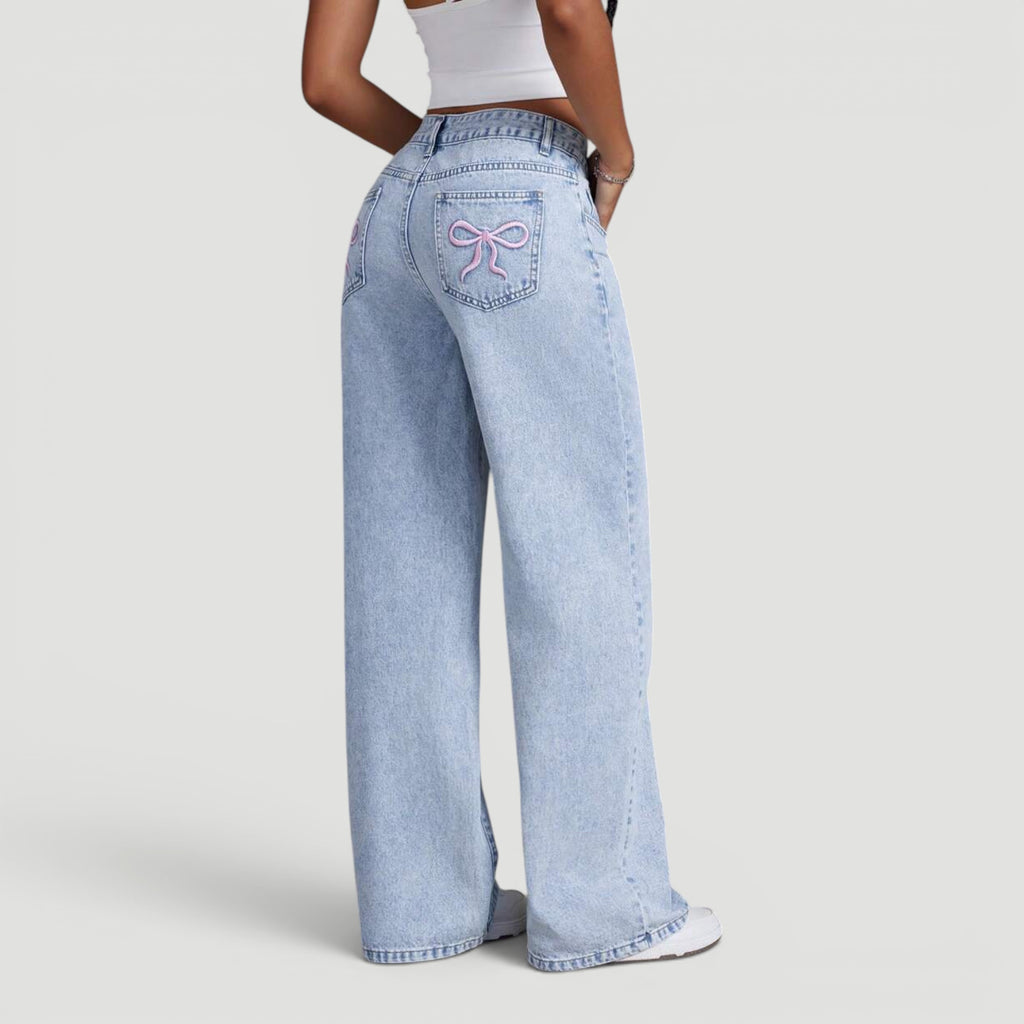 Ellmont London | Women’s Wide Leg High Waist Denim Trousers Casual Wear