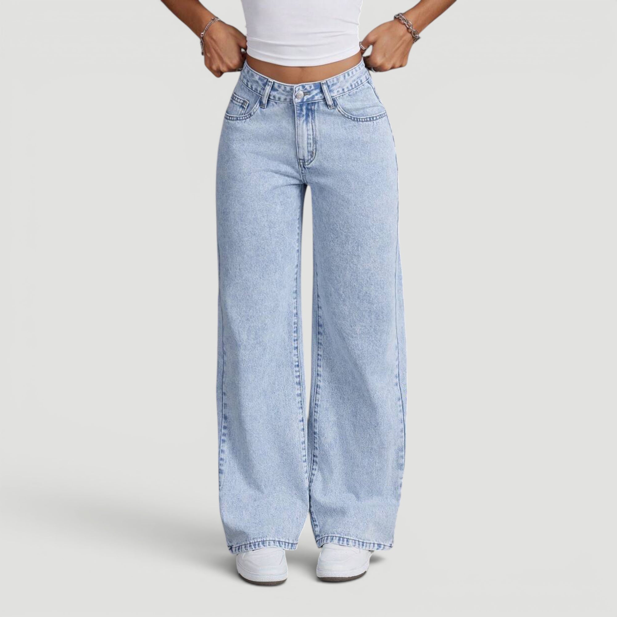 Ellmont London | Women’s Wide Leg High Waist Denim Trousers Casual Wear