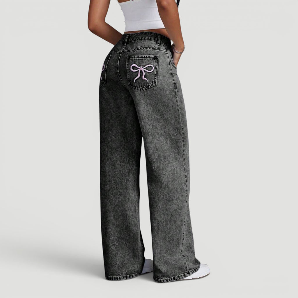 Ellmont London | Women’s Wide Leg High Waist Denim Trousers Casual Wear