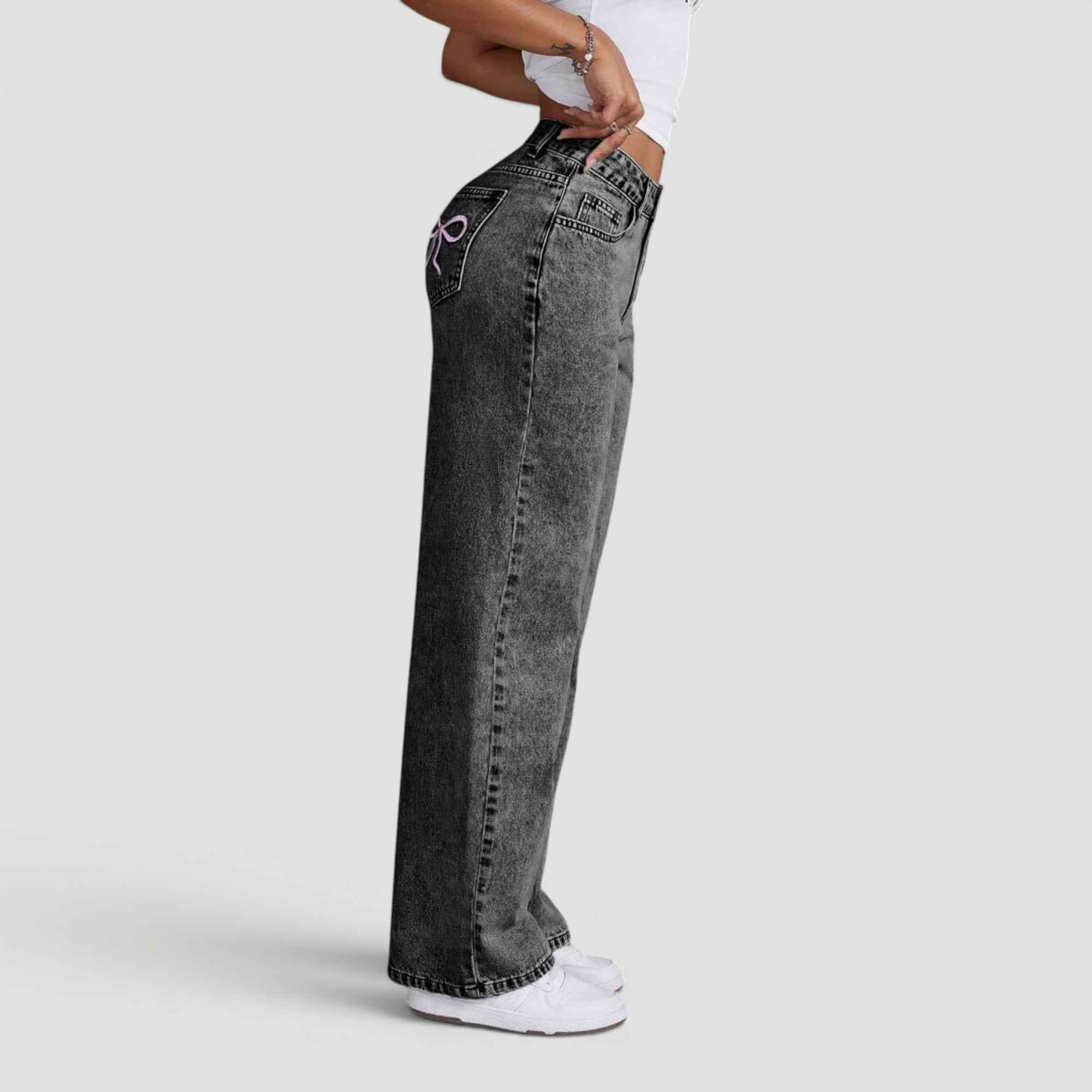 Ellmont London | Women’s Wide Leg High Waist Denim Trousers Casual Wear
