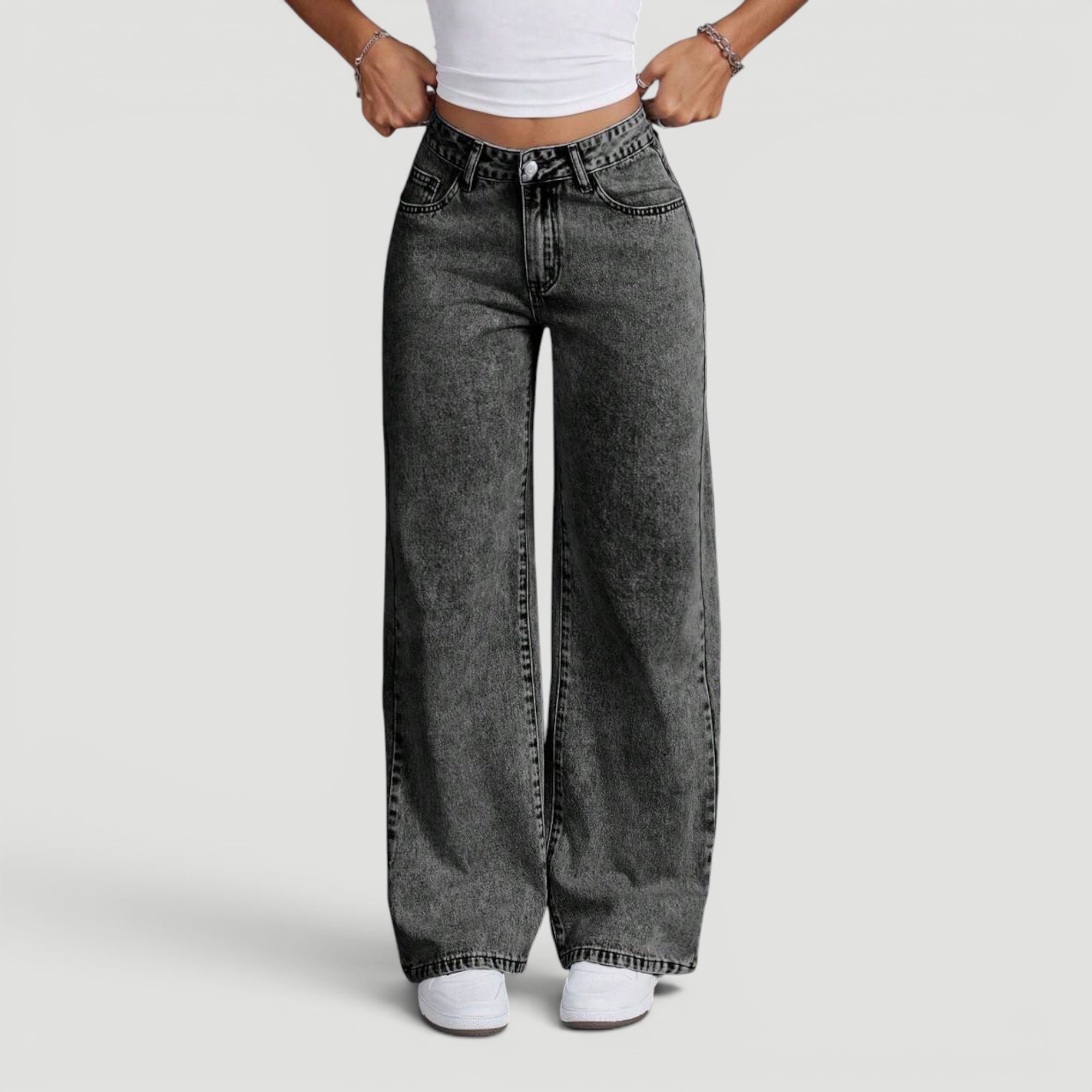 Ellmont London | Women’s Wide Leg High Waist Denim Trousers Casual Wear