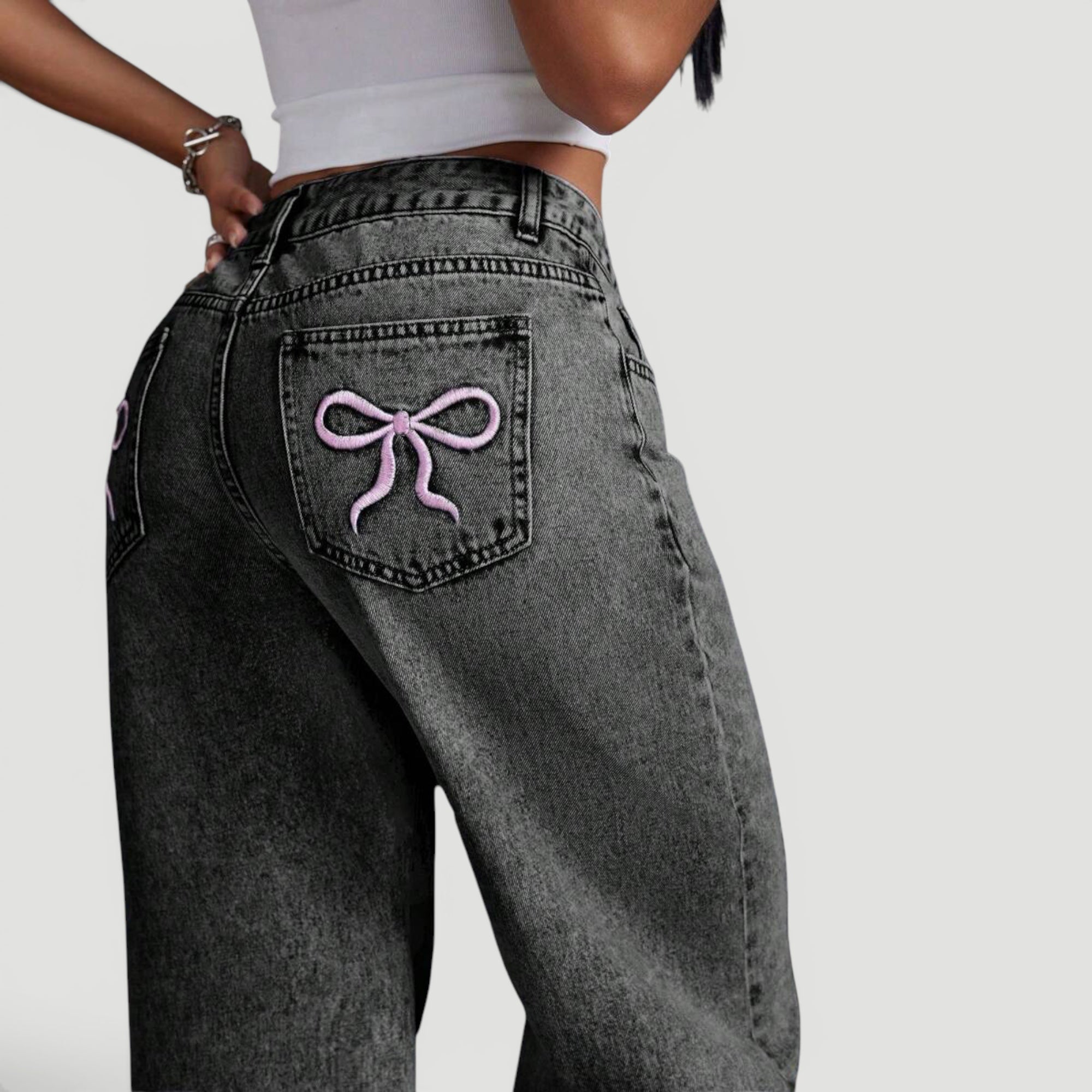 Ellmont London | Women’s Wide Leg High Waist Denim Trousers Casual Wear
