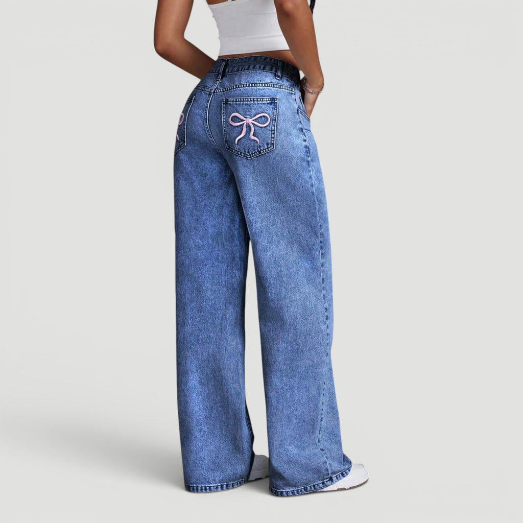 Ellmont London | Women’s Wide Leg High Waist Denim Trousers Casual Wear