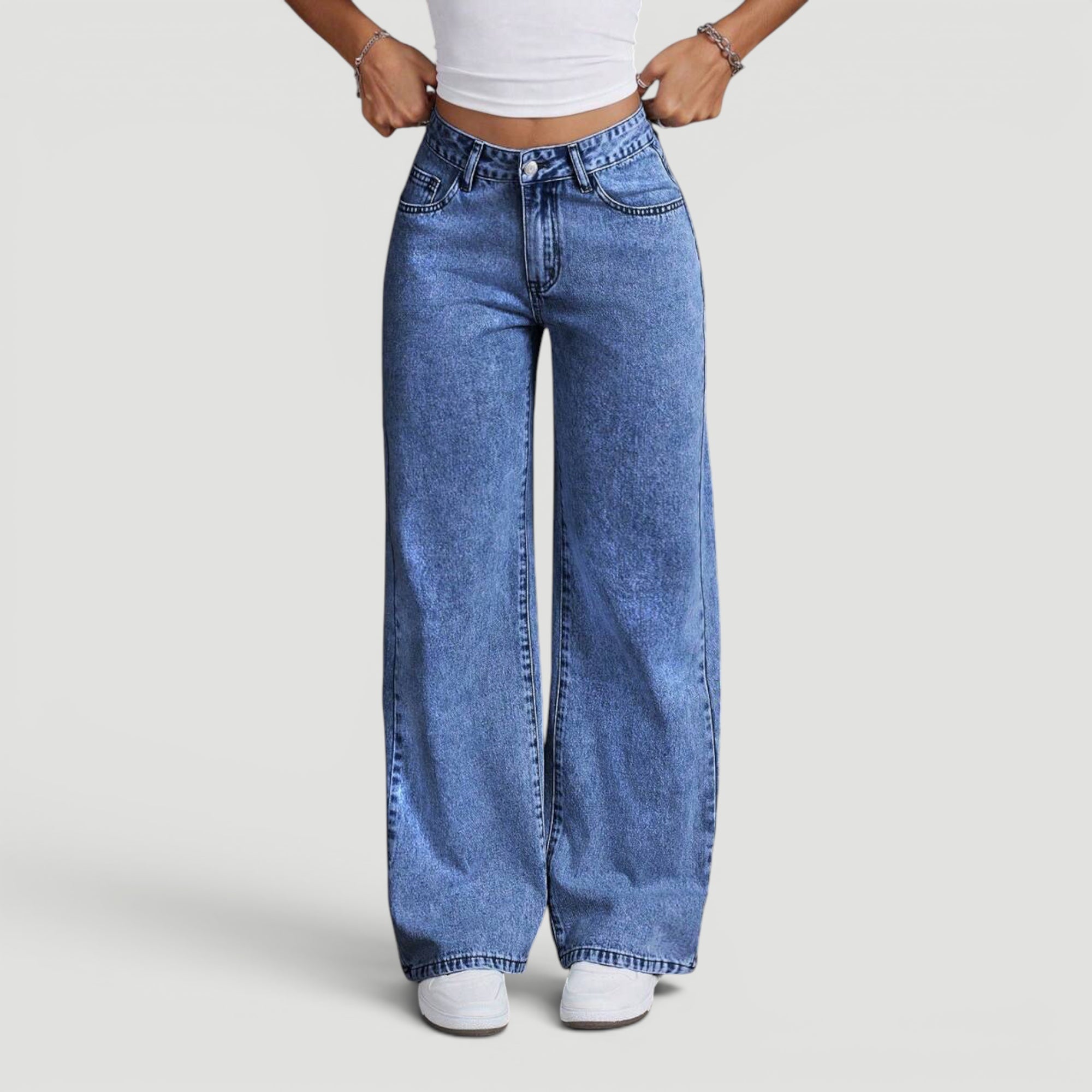 Ellmont London | Women’s Wide Leg High Waist Denim Trousers Casual Wear