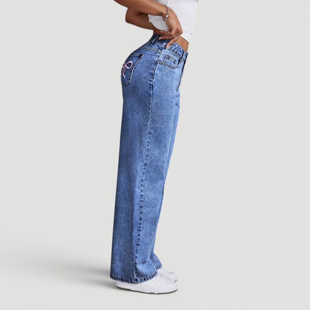 Ellmont London | Women’s Wide Leg High Waist Denim Trousers Casual Wear