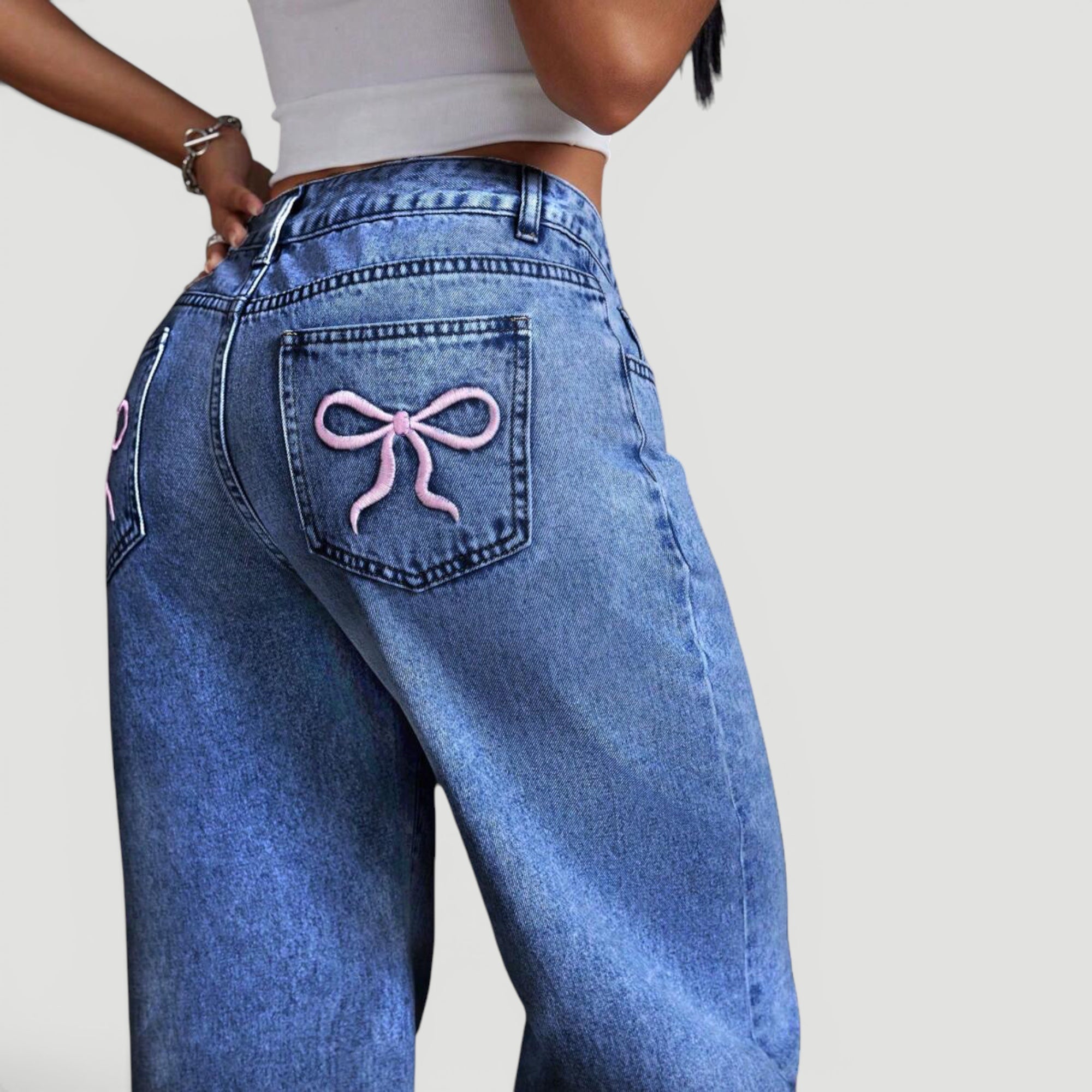 Ellmont London | Women’s Wide Leg High Waist Denim Trousers Casual Wear