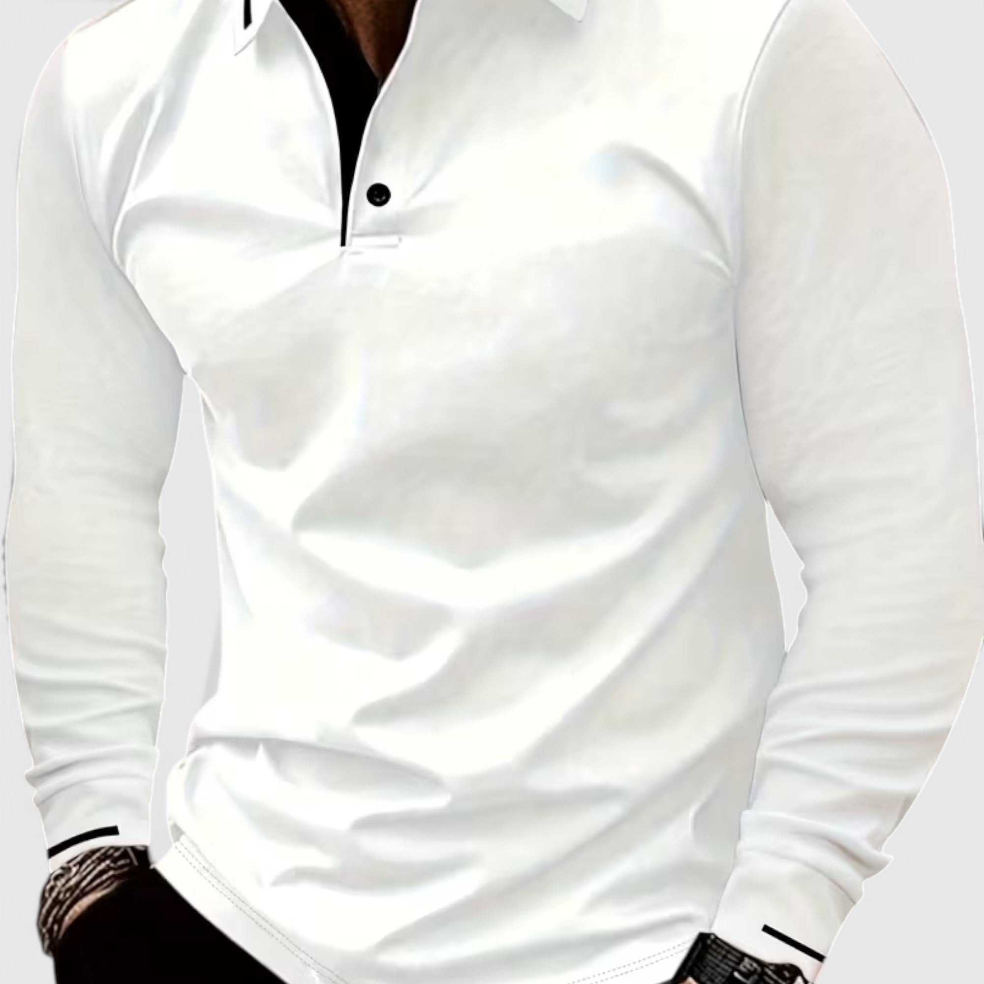 Isaac | Men's Casual Polo Shirt Long Sleeve Rib-Knit Everyday Wear