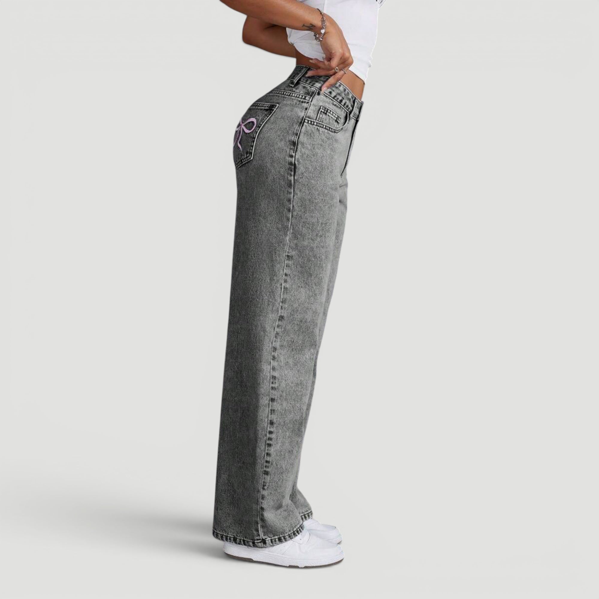 Ellmont London | Women’s Wide Leg High Waist Denim Trousers Casual Wear