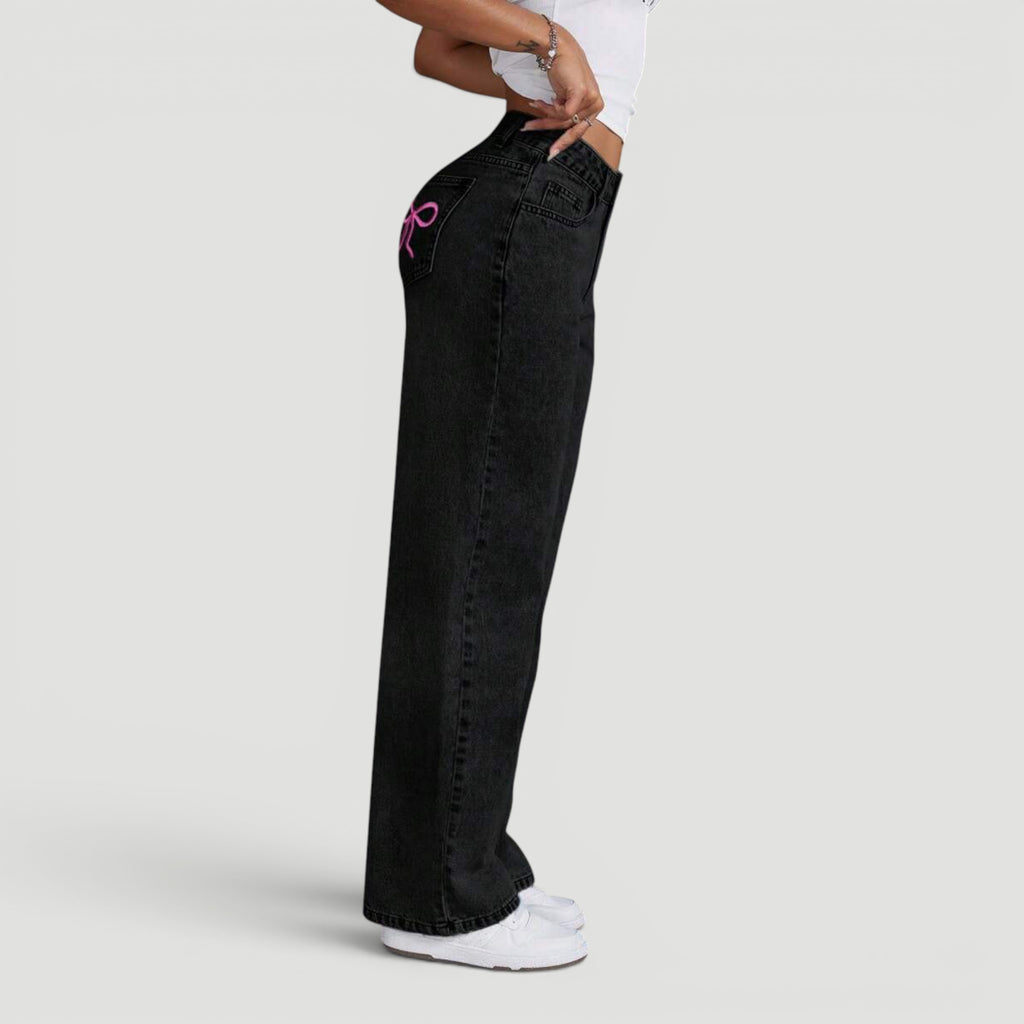 Ellmont London | Women’s Wide Leg High Waist Denim Trousers Casual Wear