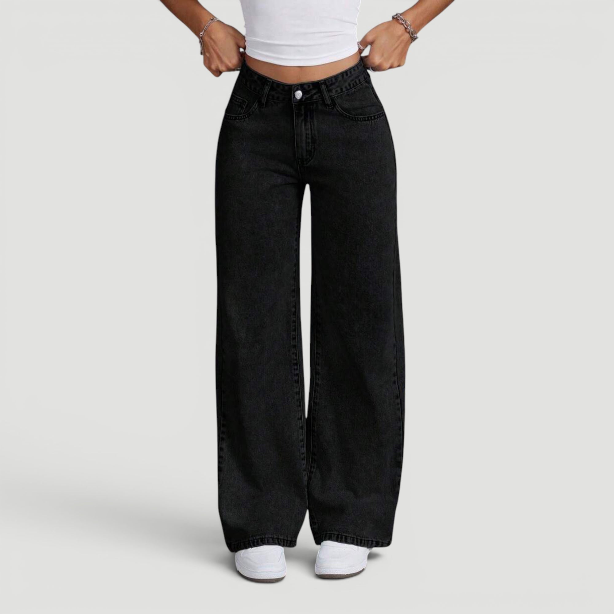 Ellmont London | Women’s Wide Leg High Waist Denim Trousers Casual Wear