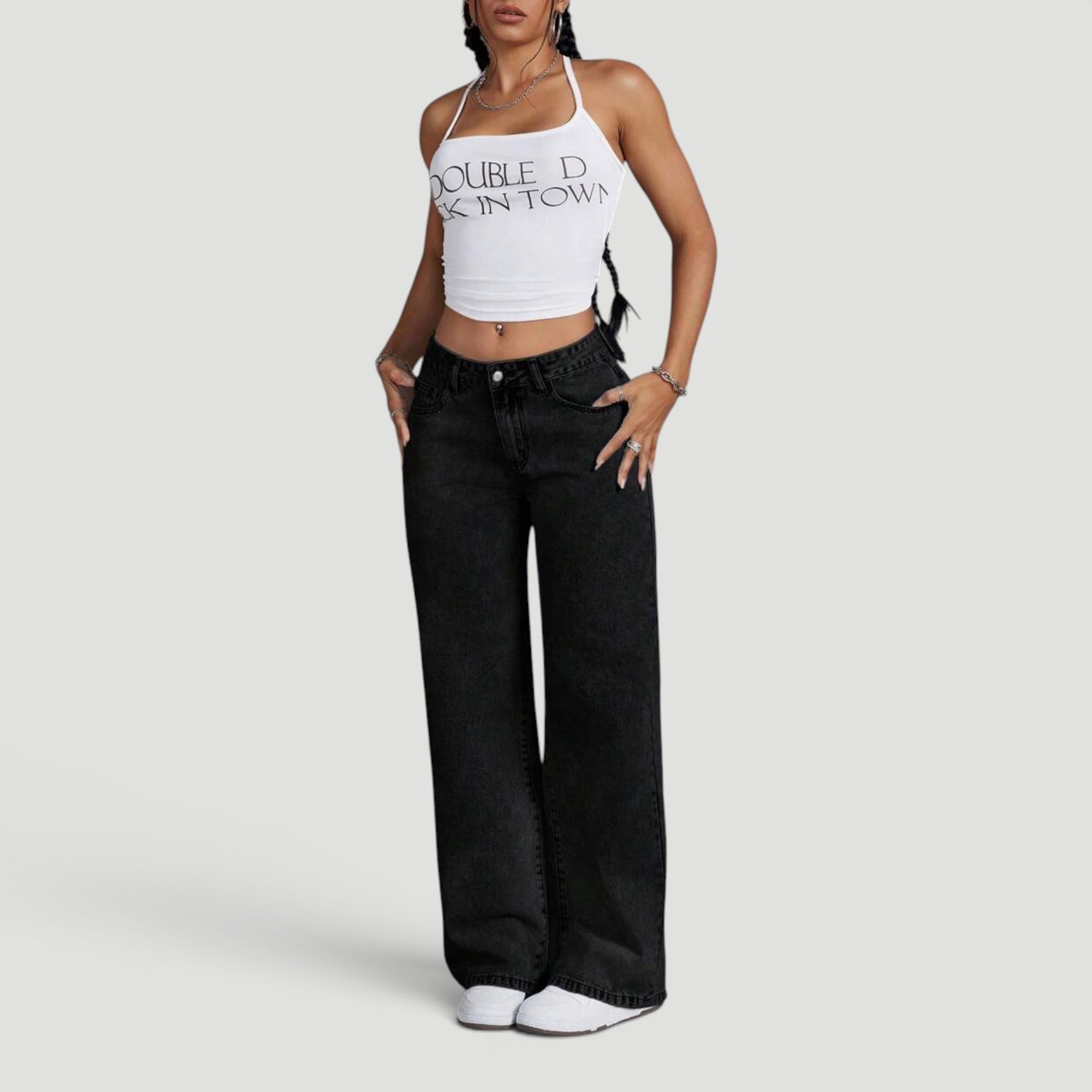 Ellmont London | Women’s Wide Leg High Waist Denim Trousers Casual Wear
