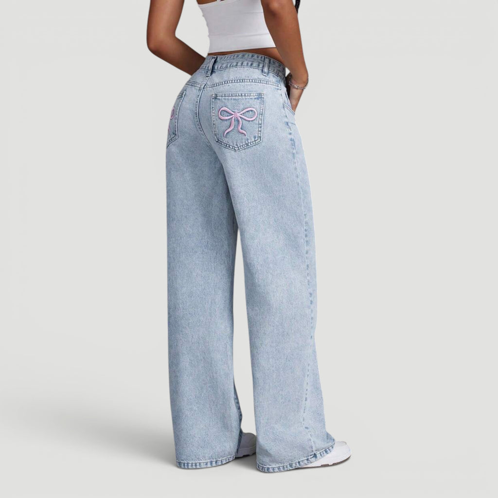 Ellmont London | Women’s Wide Leg High Waist Denim Trousers Casual Wear