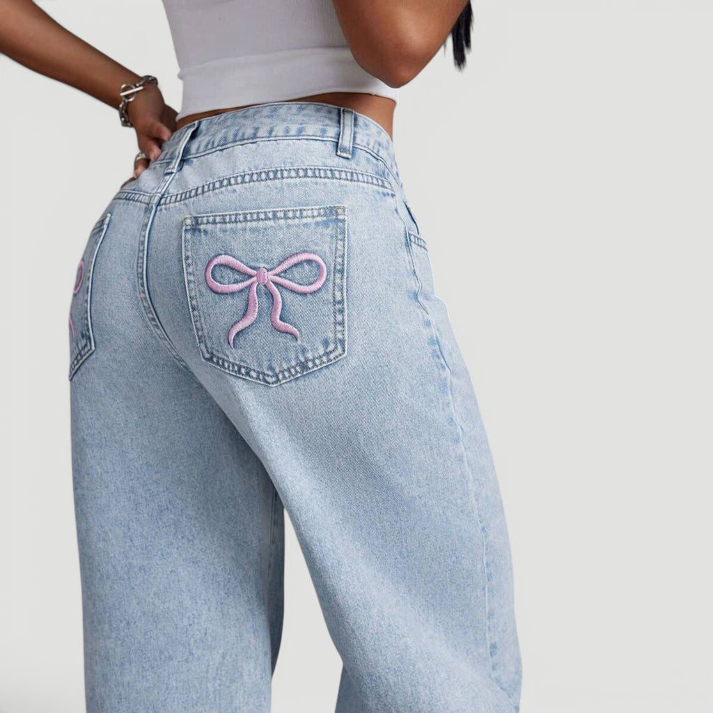 Ellmont London | Women’s Wide Leg High Waist Denim Trousers Casual Wear