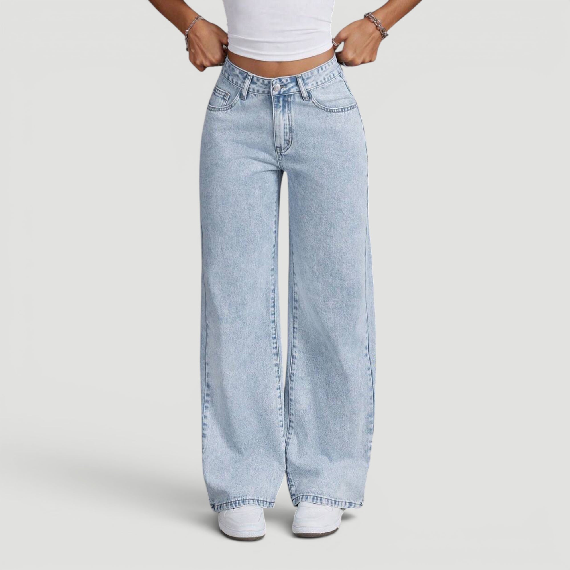 Ellmont London | Women’s Wide Leg High Waist Denim Trousers Casual Wear