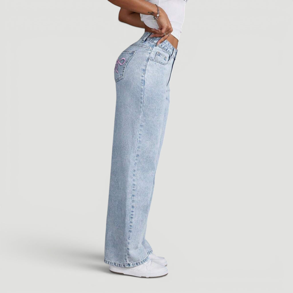 Ellmont London | Women’s Wide Leg High Waist Denim Trousers Casual Wear