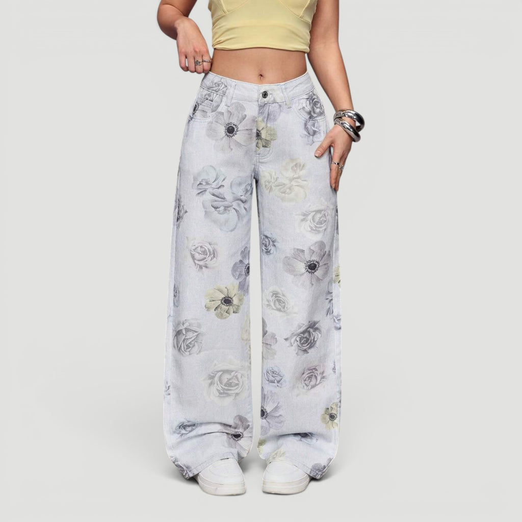 Ellmont London | Women’s Wide Leg High Waist Denim Trousers Casual Wear