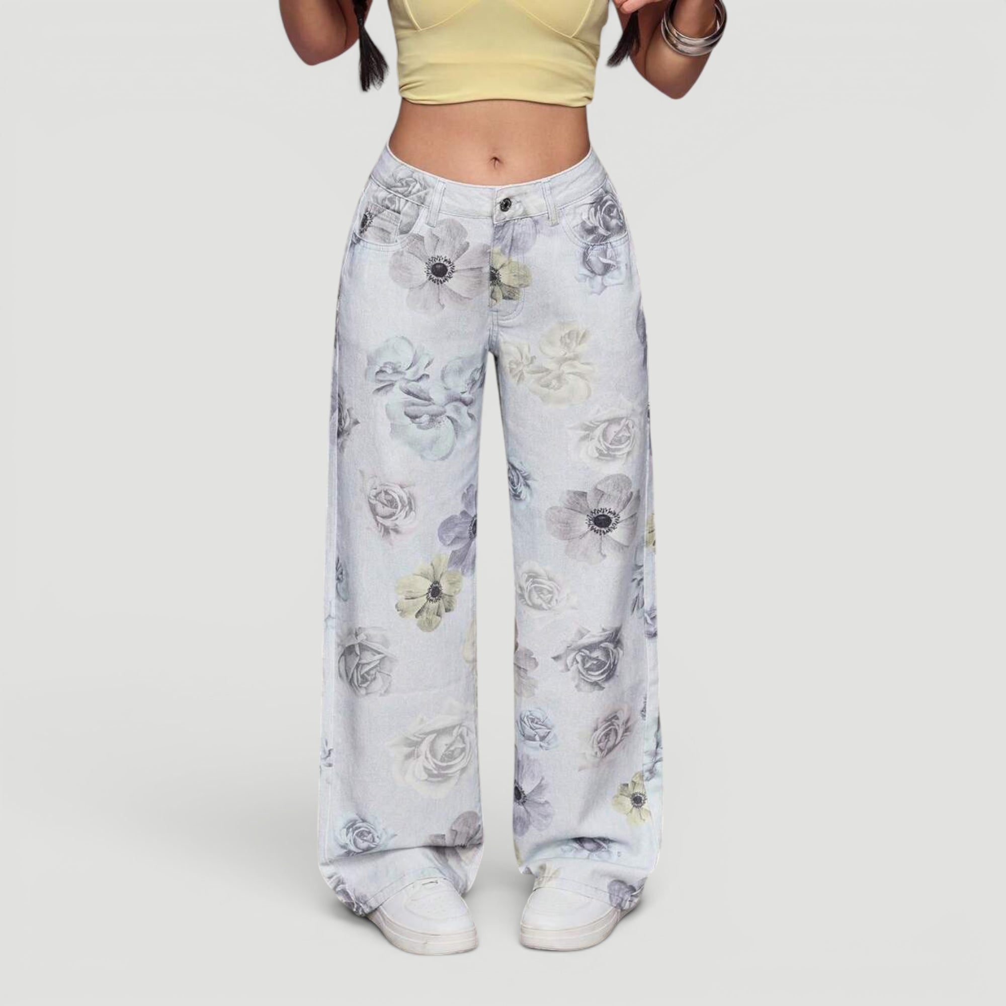 Ellmont London | Women’s Wide Leg High Waist Denim Trousers Casual Wear