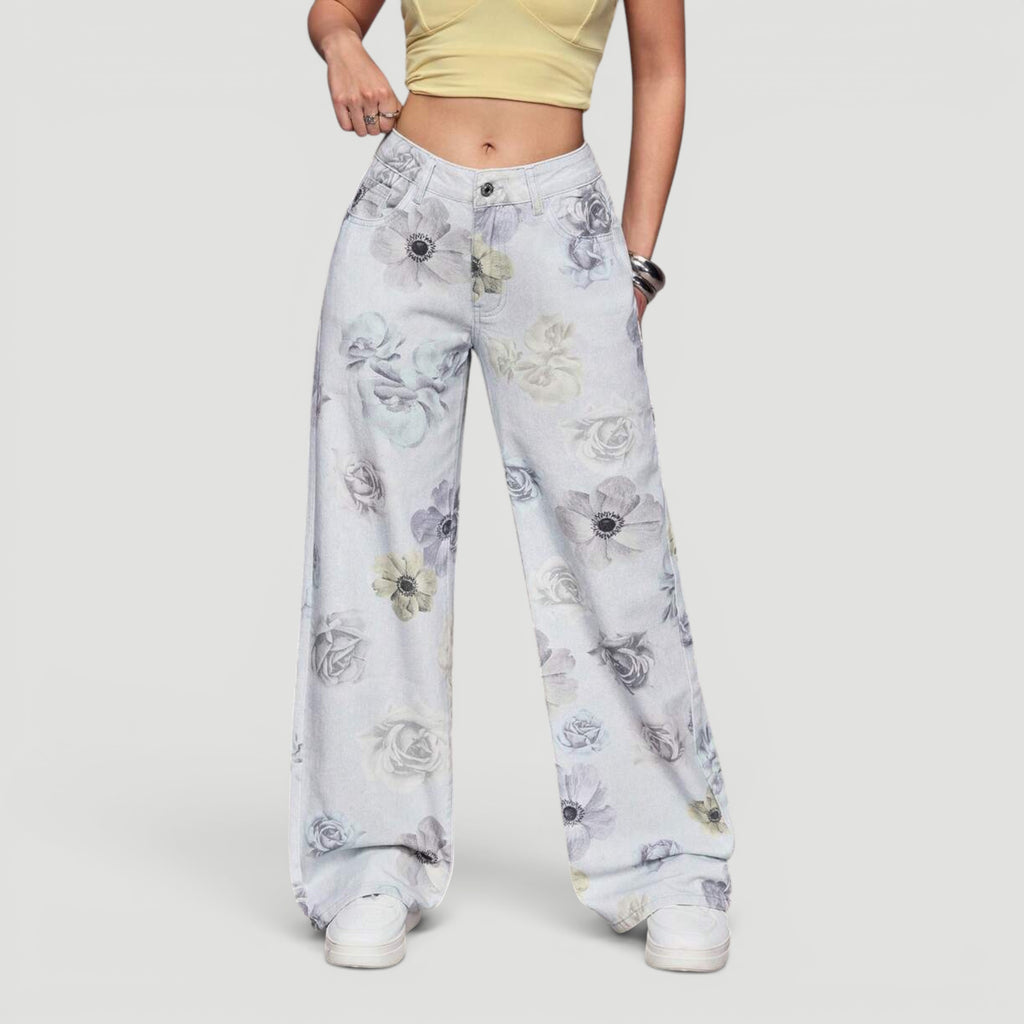 Ellmont London | Women’s Wide Leg High Waist Denim Trousers Casual Wear