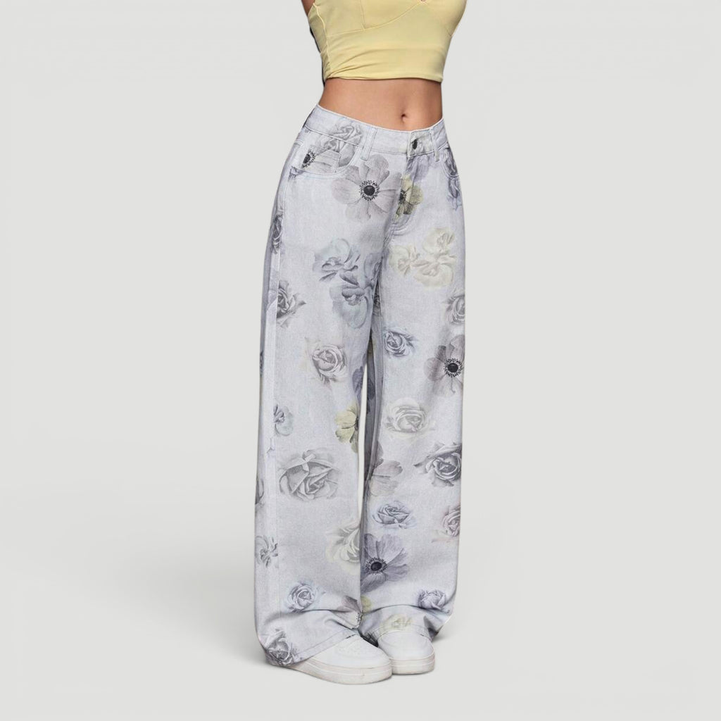 Ellmont London | Women’s Wide Leg High Waist Denim Trousers Casual Wear