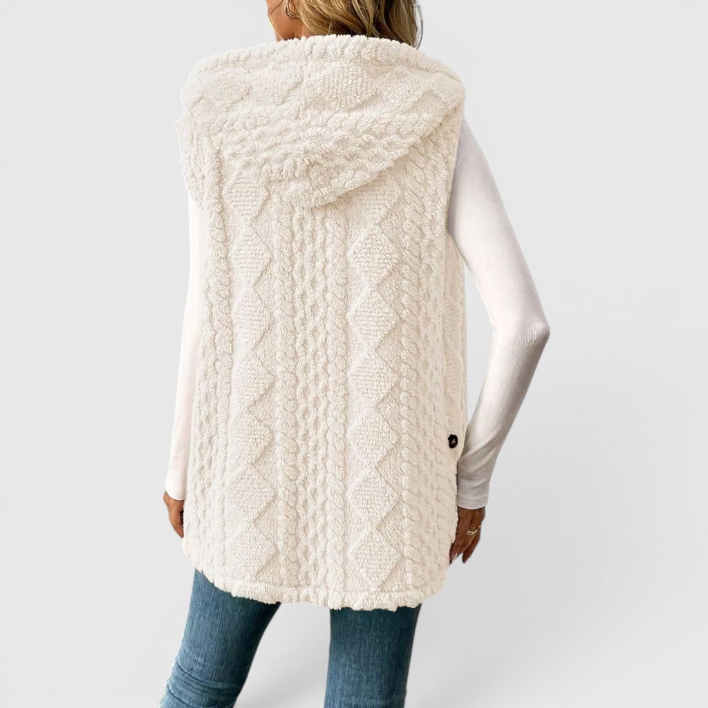 Ellmont London | Women's Warm Vest Button Front Hooded Outerwear