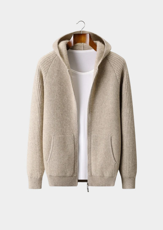 Extra-Fine Merino Wool Ribbed Zip Hoodie