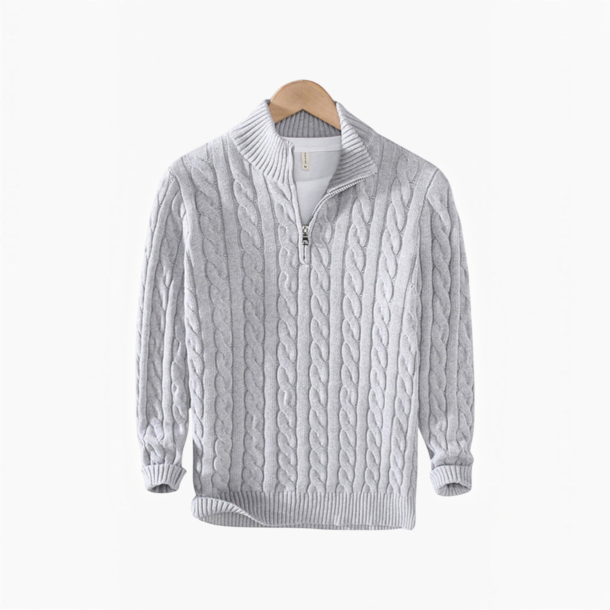 Ellmont London | Men's Cotton Cable Knit Sweater Half Zip Classic Fit