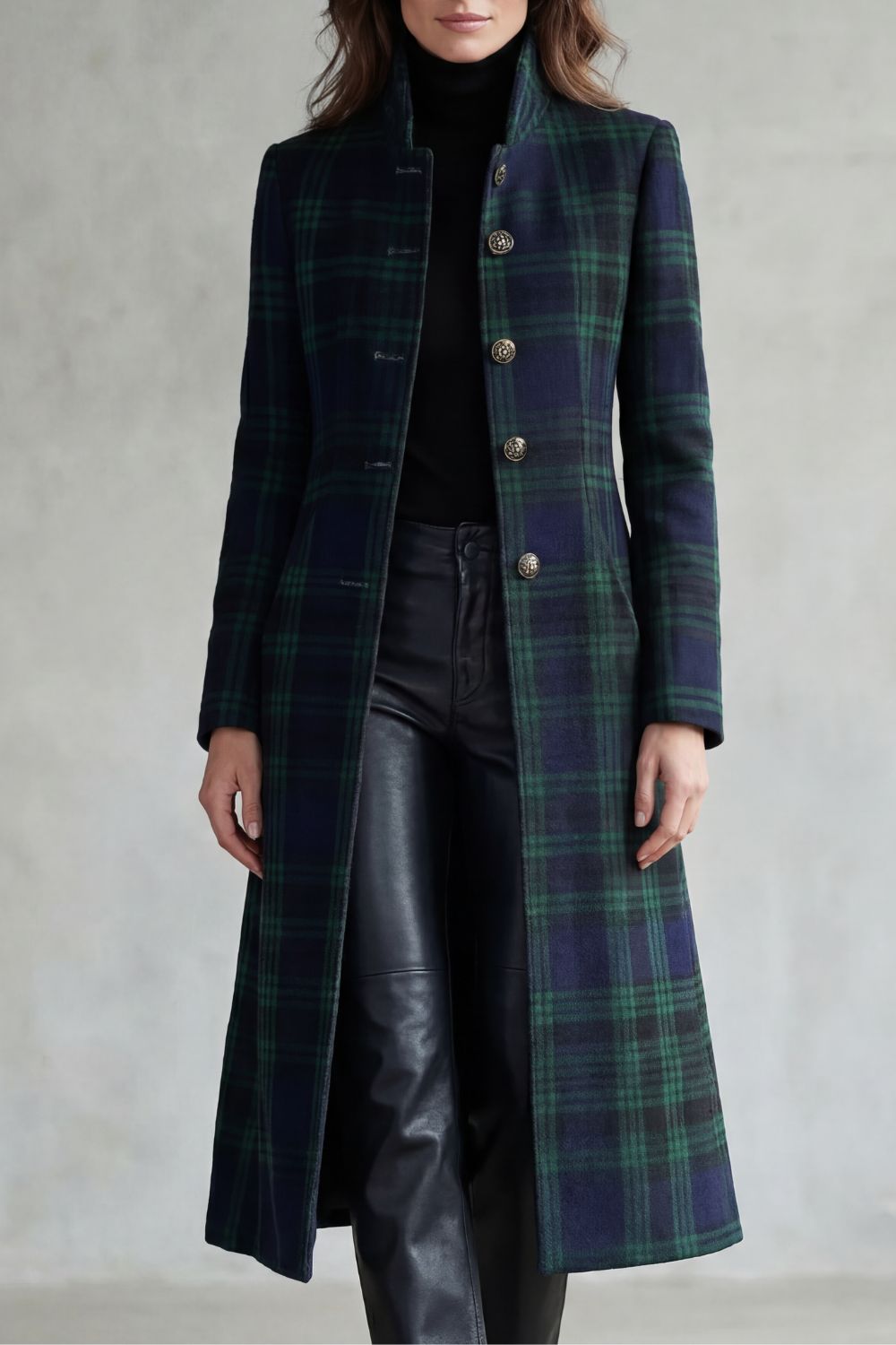 Women's Highland Check Wool Blend Coat