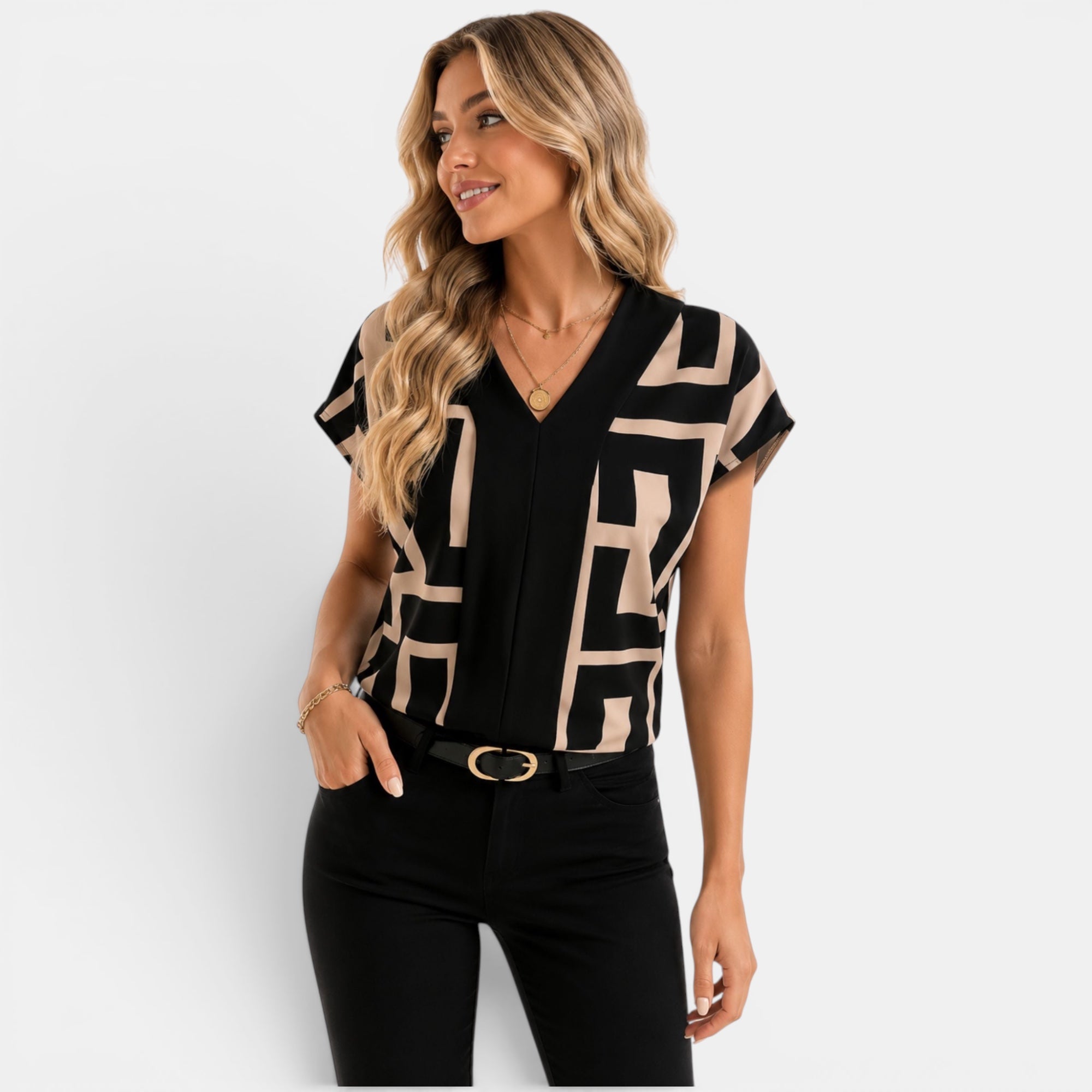 Ellmont London | Women's Breathable V-Neck Work Summer Blouse