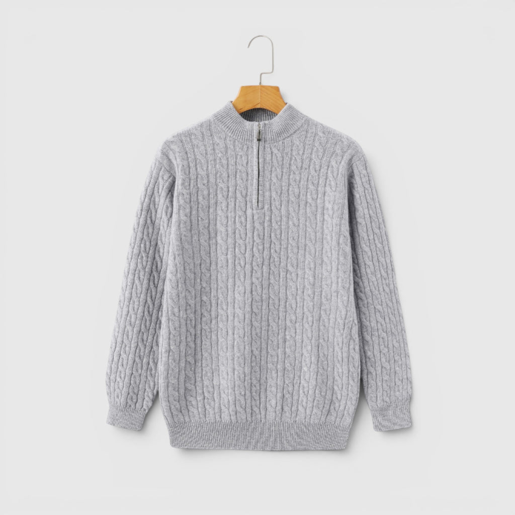 Ellmont London | Men's Premium Cashmere Half Zip Pullover Warm Knit Sweater