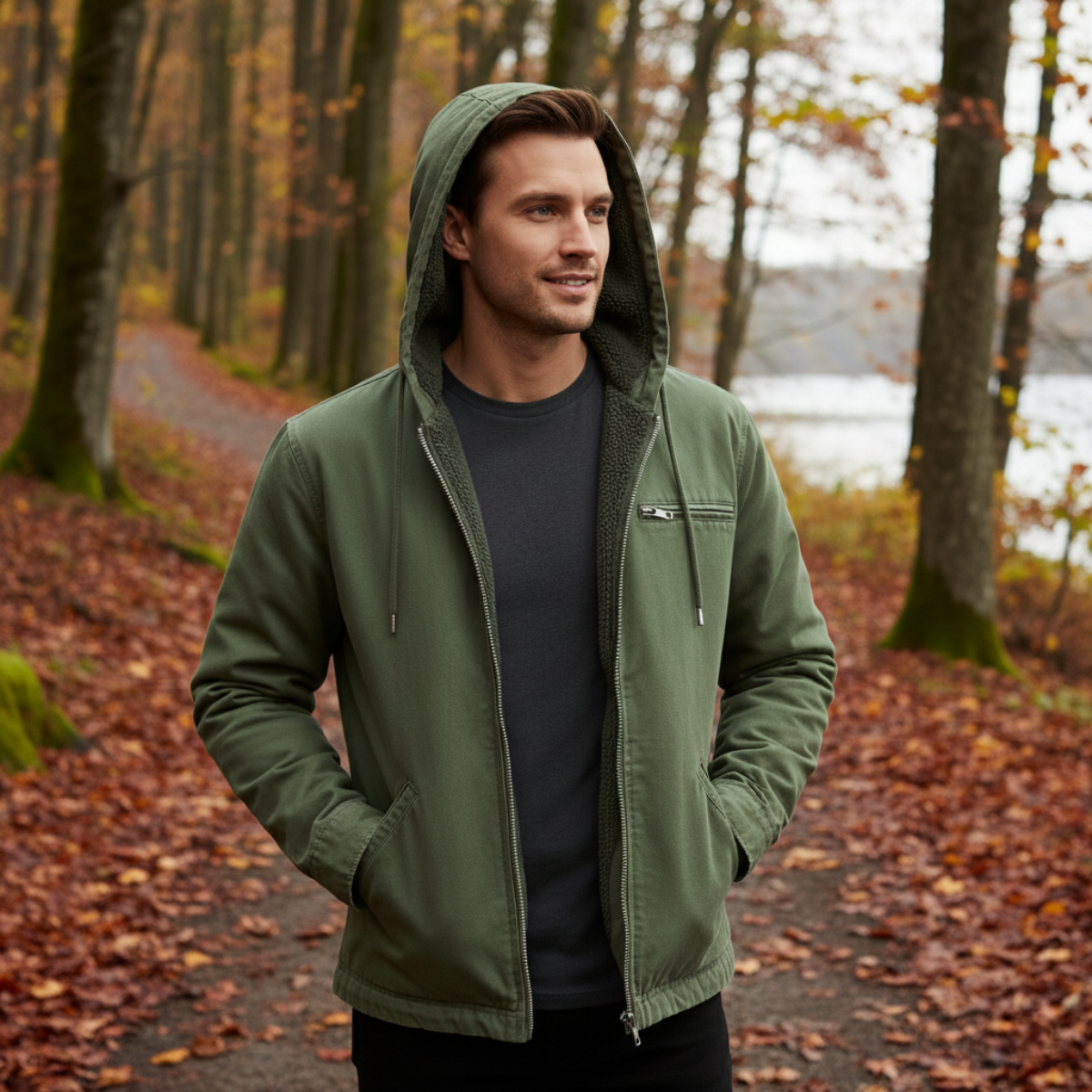 Men's Fleece Lined Hooded Jacket – Retro Full-Zip