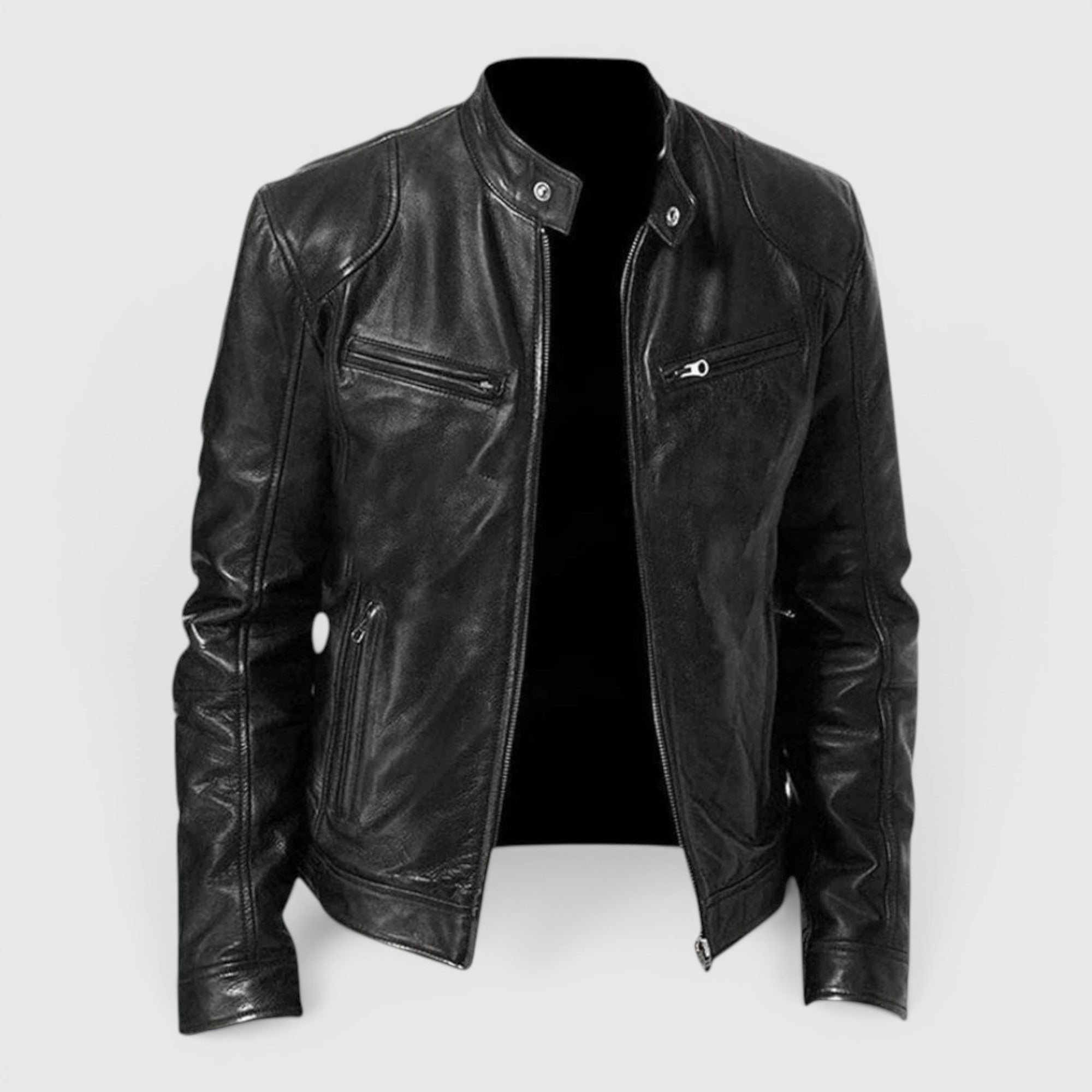 Ellmont London | Men's Leather Jacket Premium Leather Zip Front Classic Fit