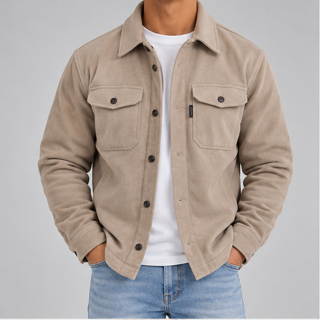 Men’s Overshirt Jacket – Casual Button-Up Shirt Jacket with Utility Pockets