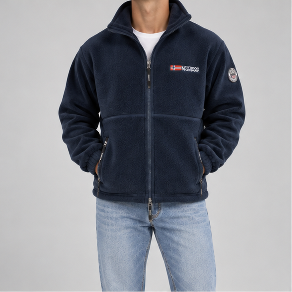 Men’s Fleece Jacket – Full-Zip Fleece Jacket with Stand-Up Collar
