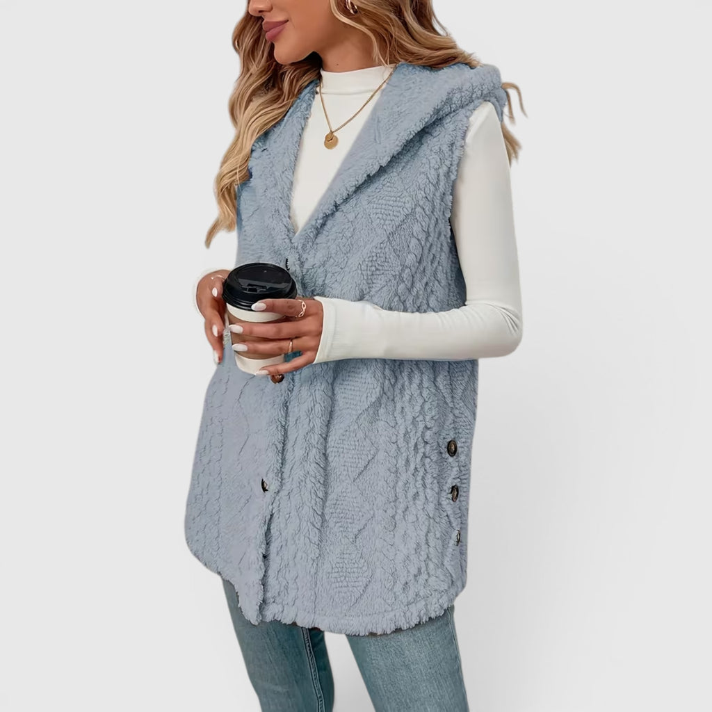 Ellmont London | Women's Warm Vest Button Front Hooded Outerwear