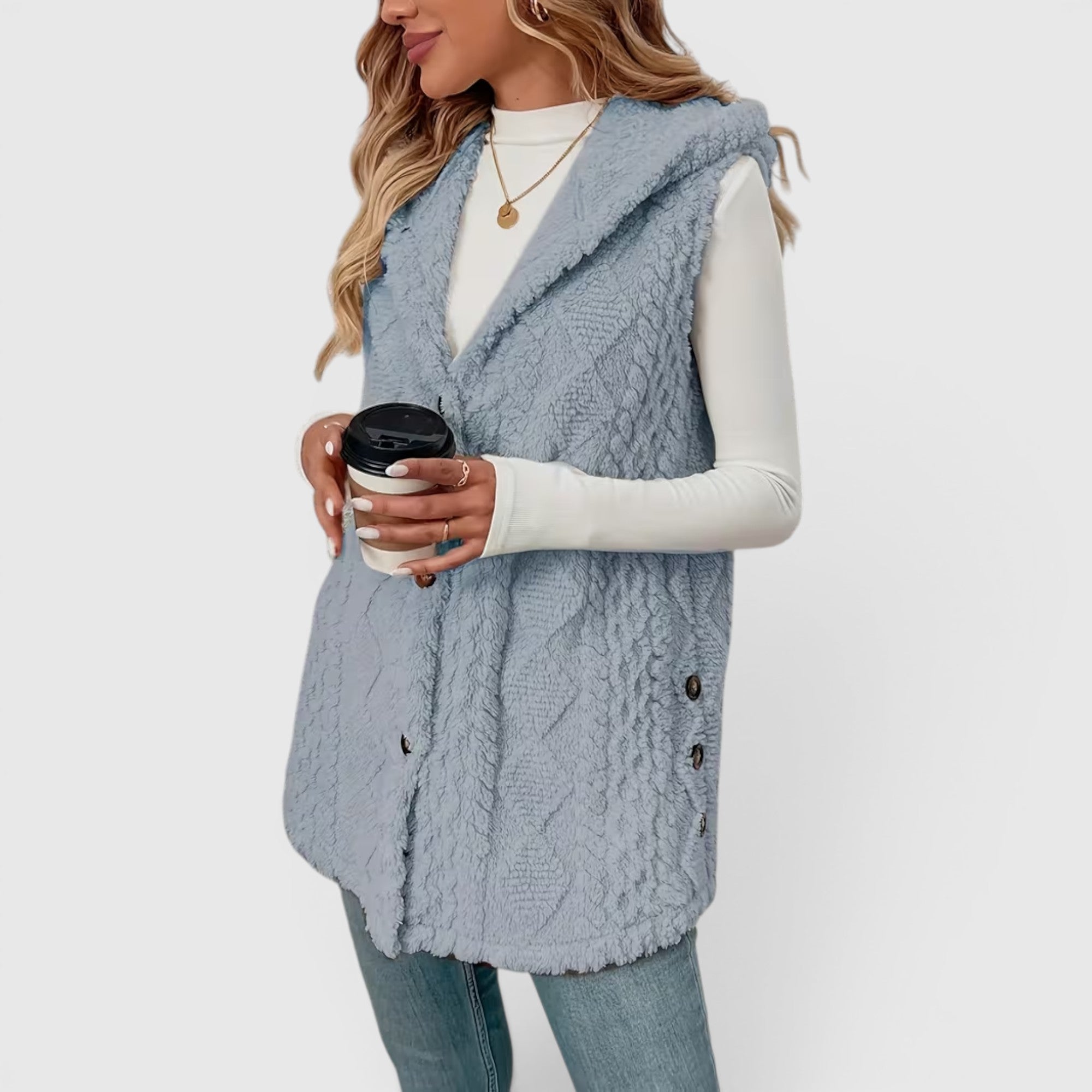 Ellmont London | Women's Warm Vest Button Front Hooded Outerwear